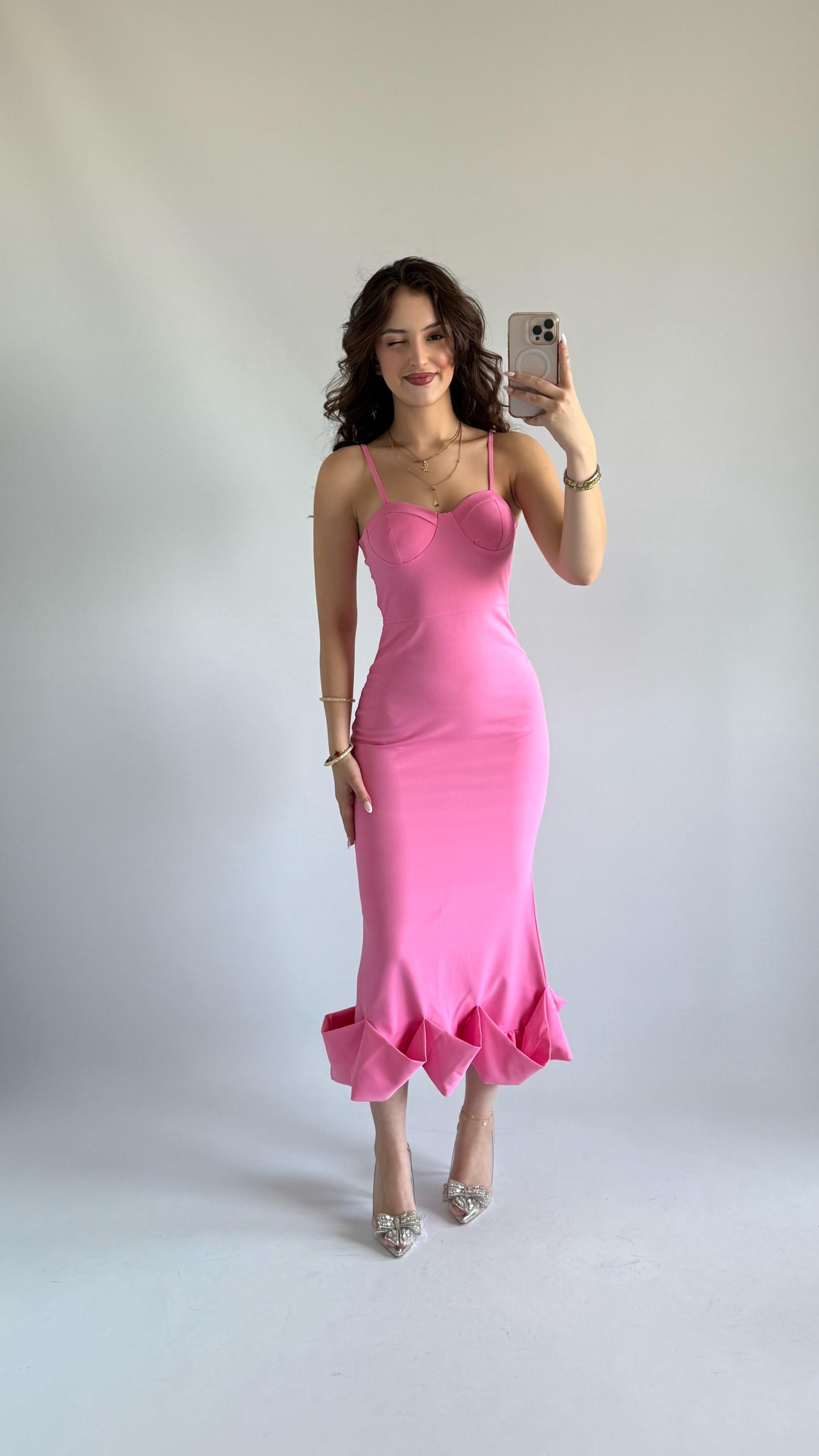 Baby Doll Fırfır Elbise Pembe