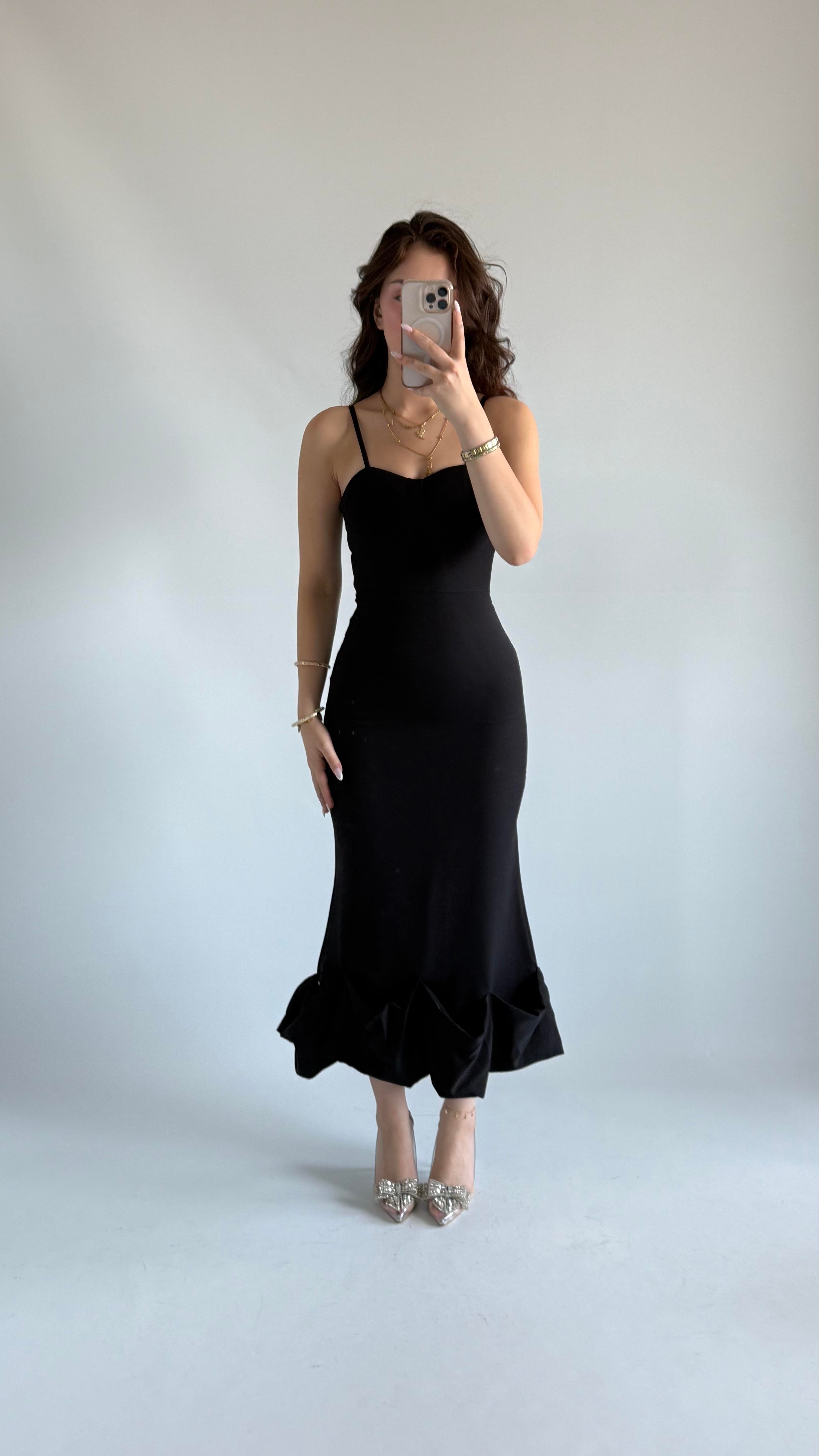 Baby Doll Fırfır Elbise Siyah