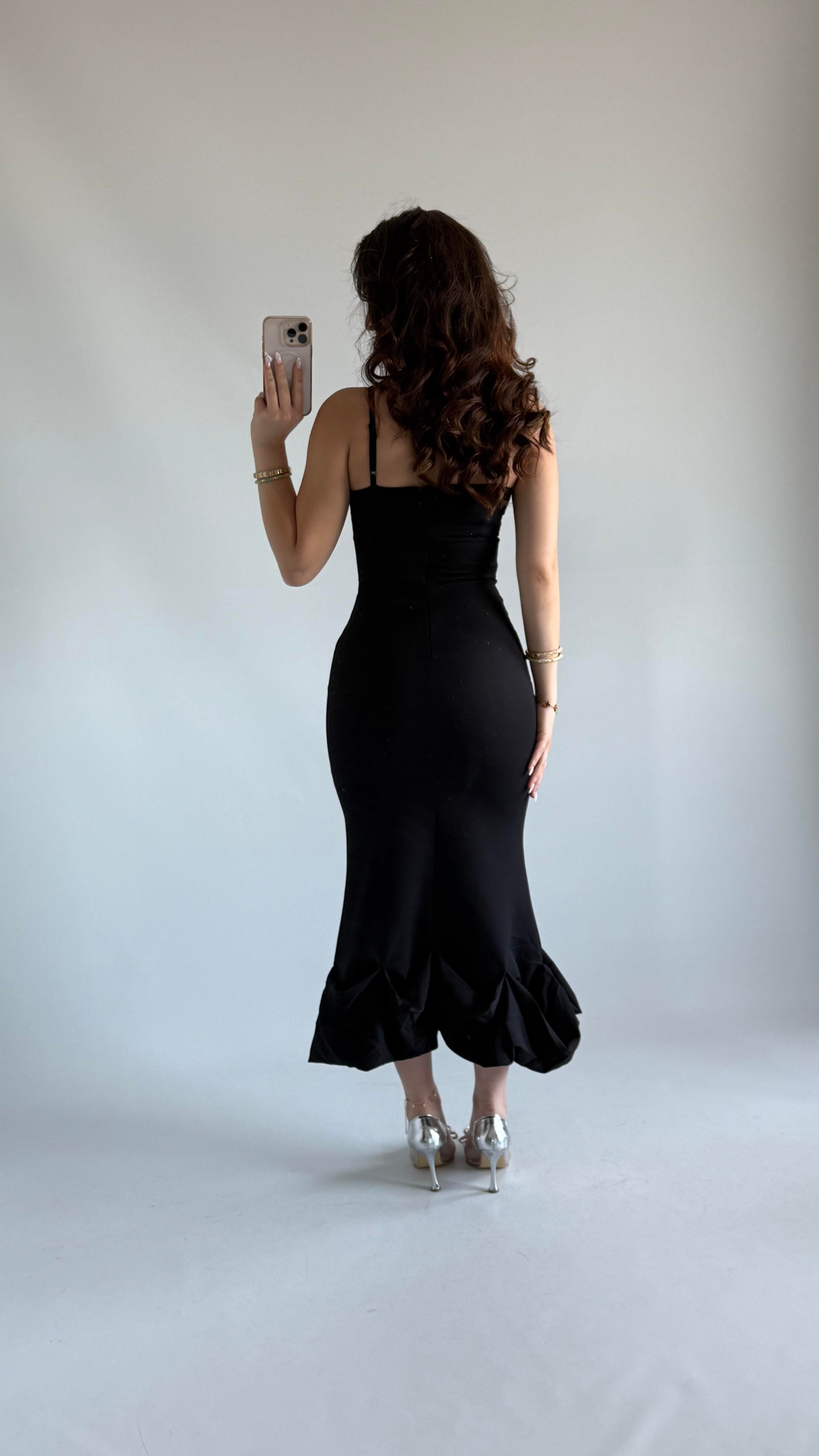 Baby Doll Fırfır Elbise Siyah