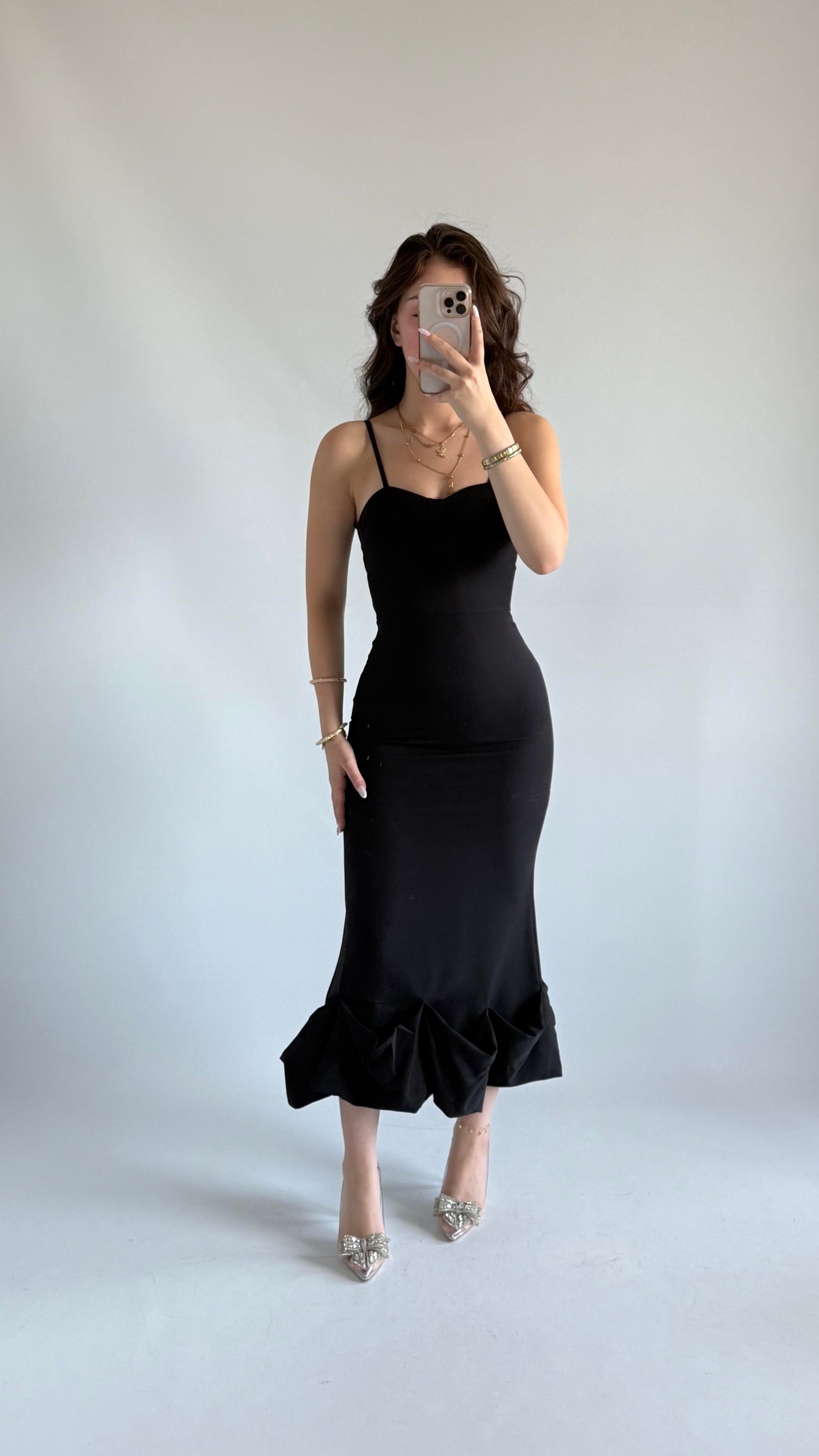 Baby Doll Fırfır Elbise Siyah