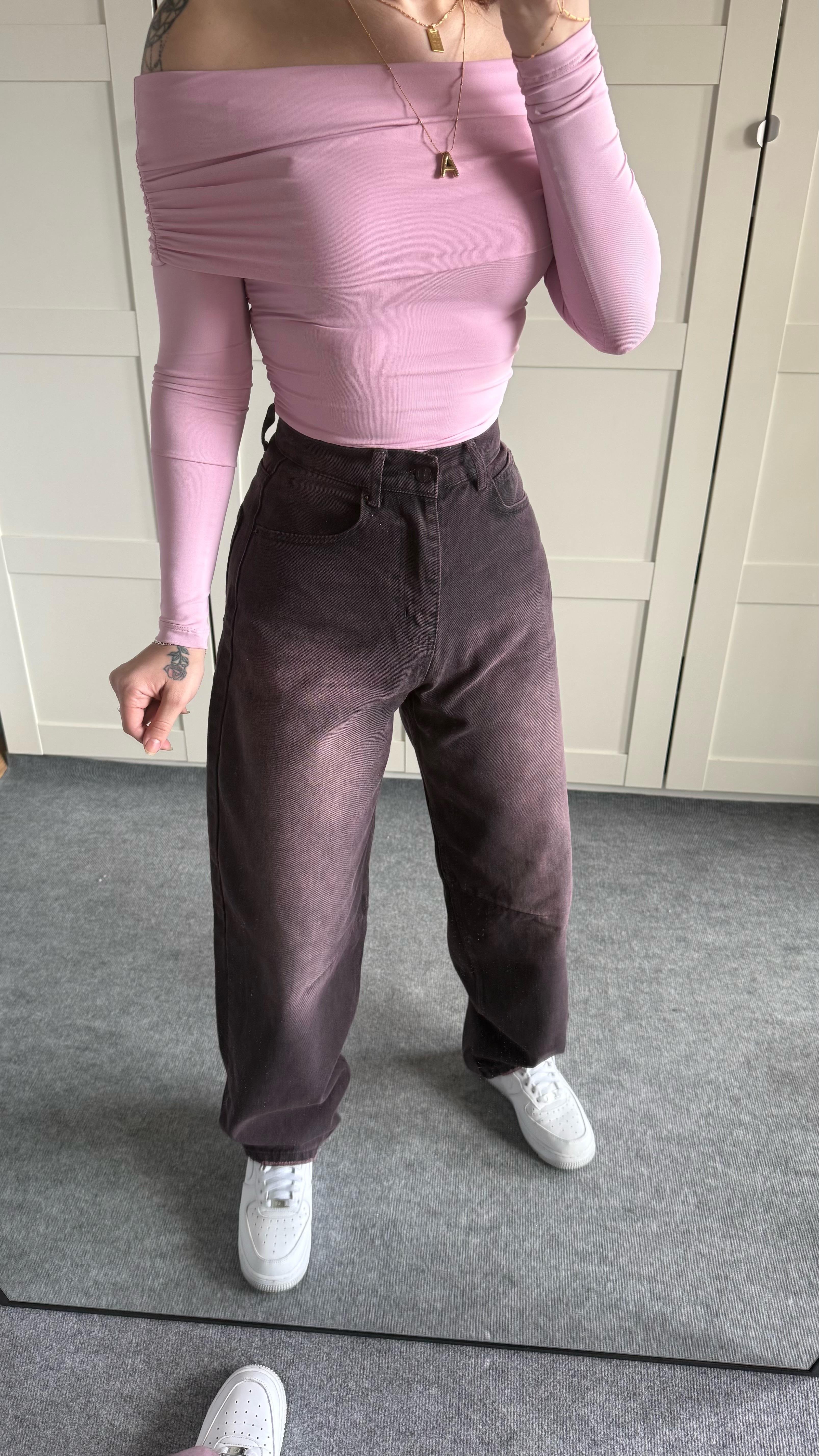 Baggy Eski Mor Bel Tokalı Pantolon