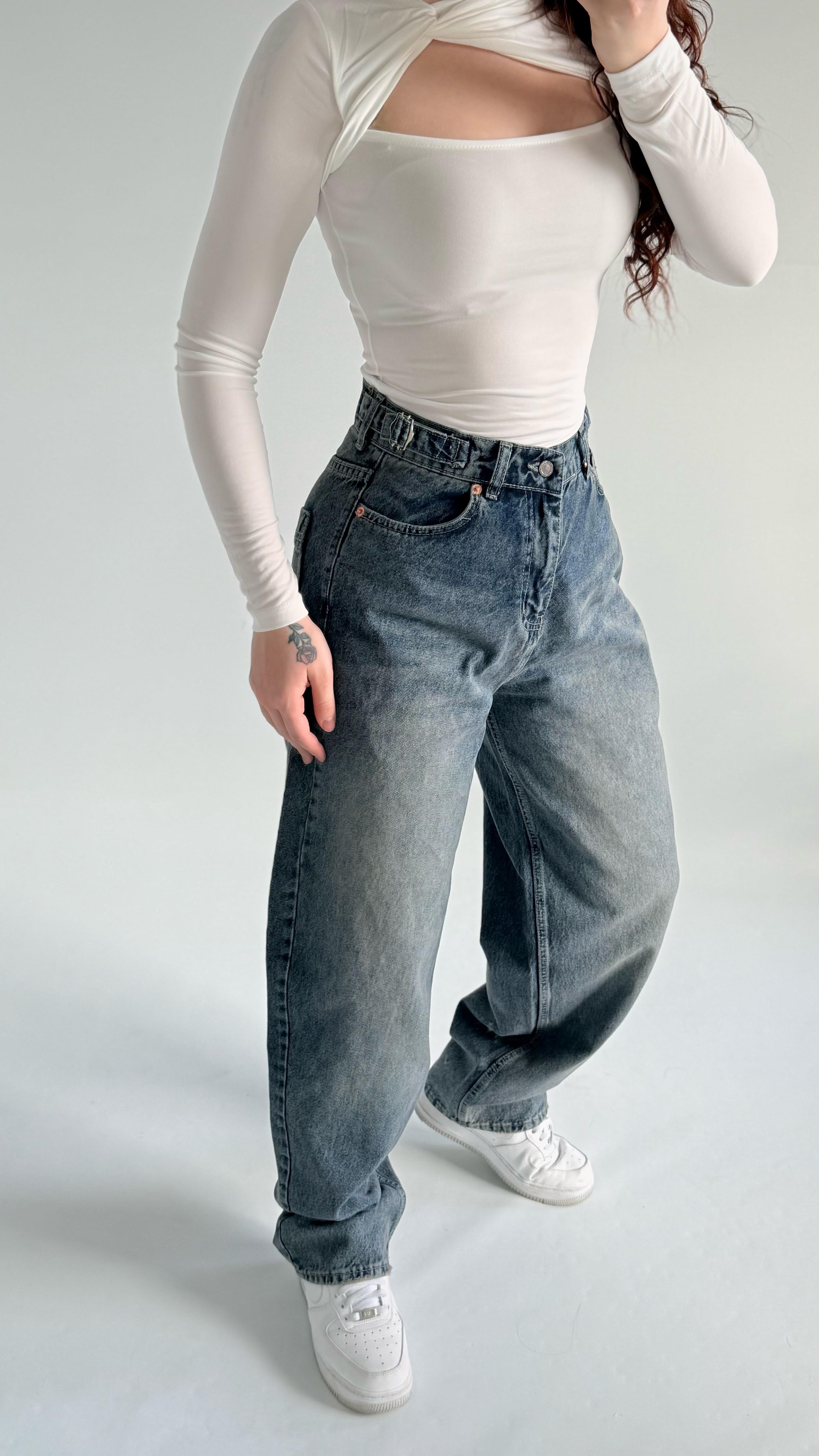 Baggy Vintage Çift Kemer Pantolon