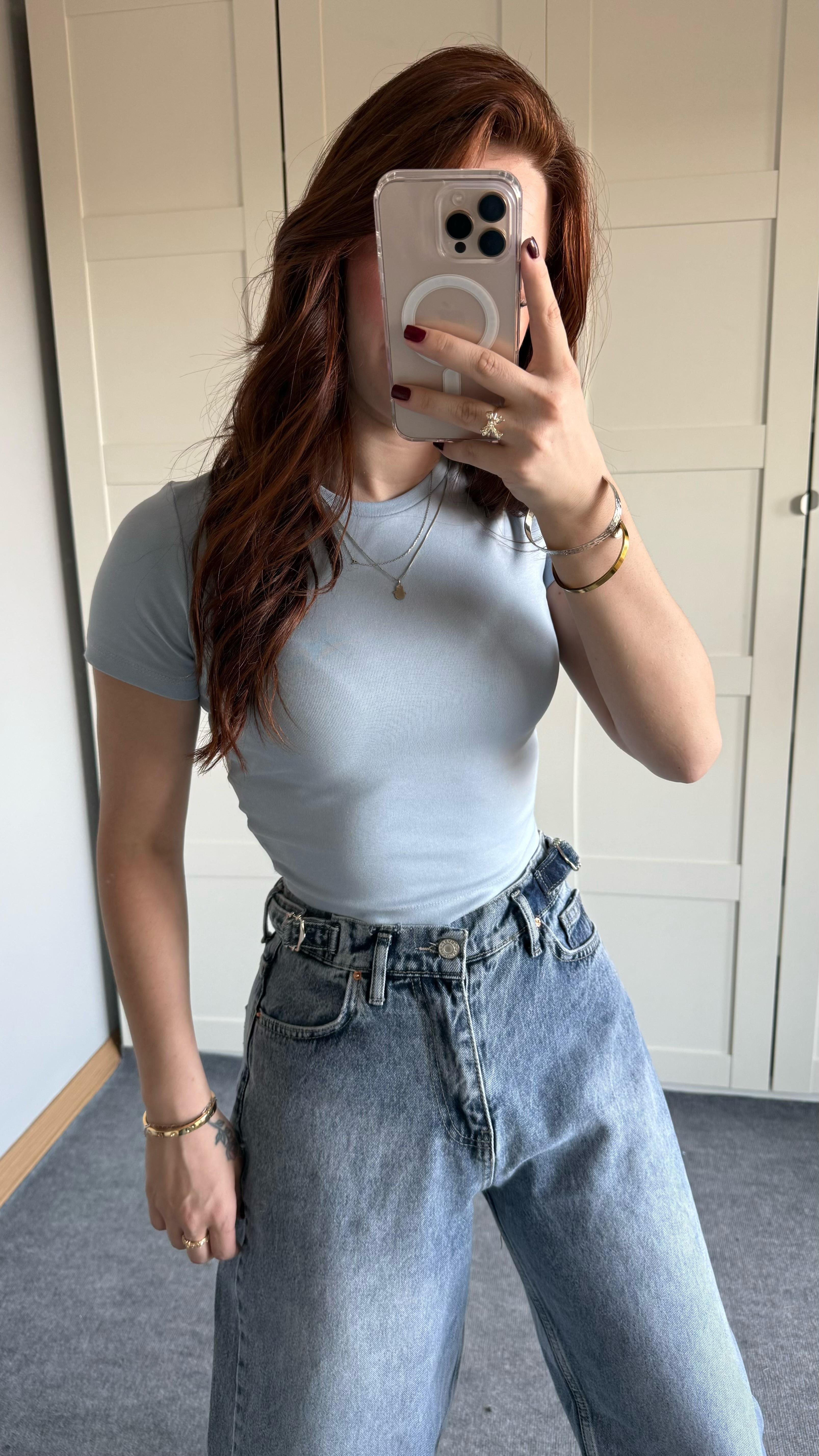 Baggy Viral Jeans Çift Kemer Açık Mavi
