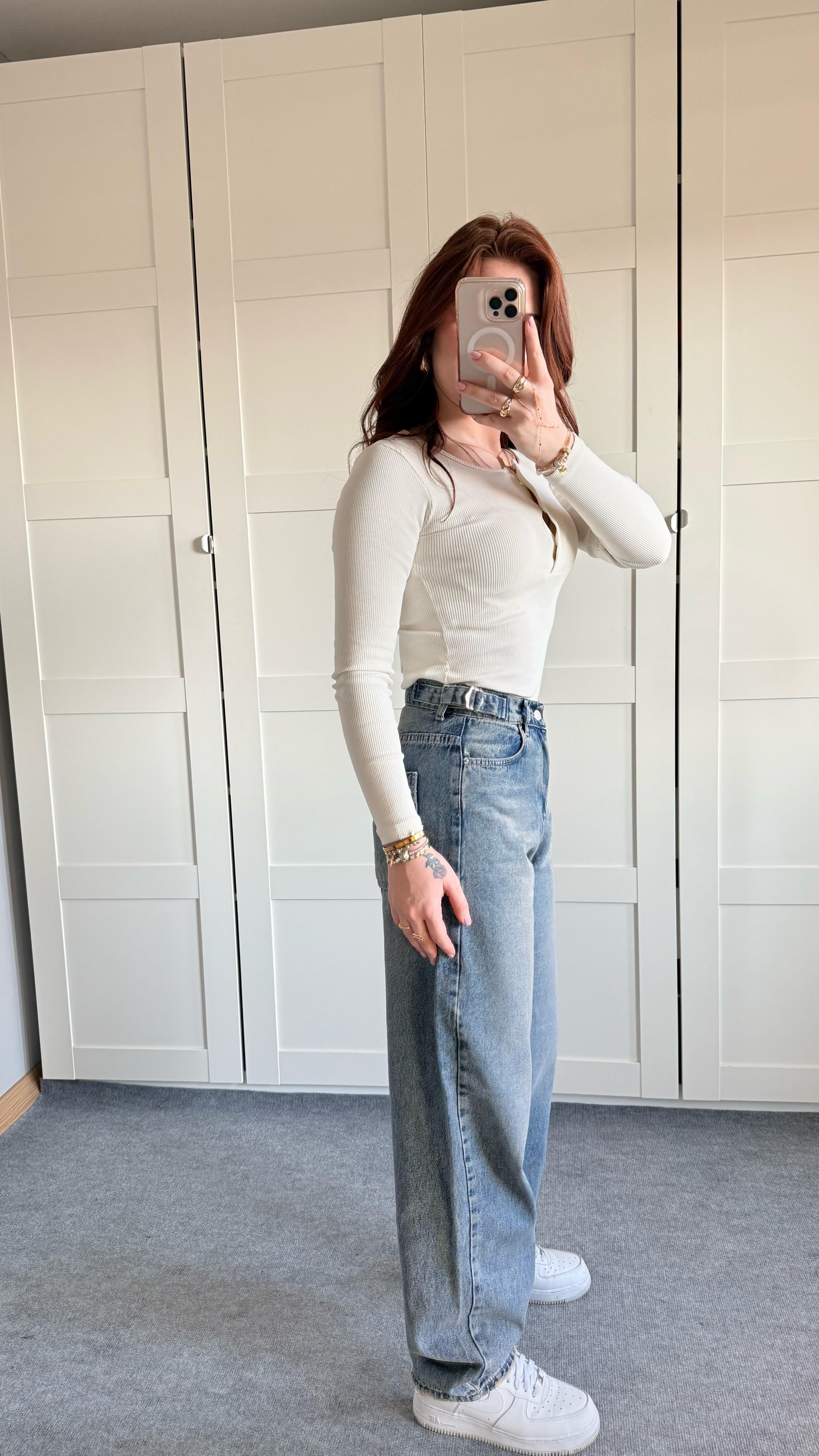 Baggy Viral Jeans Çift Kemer Eskitme