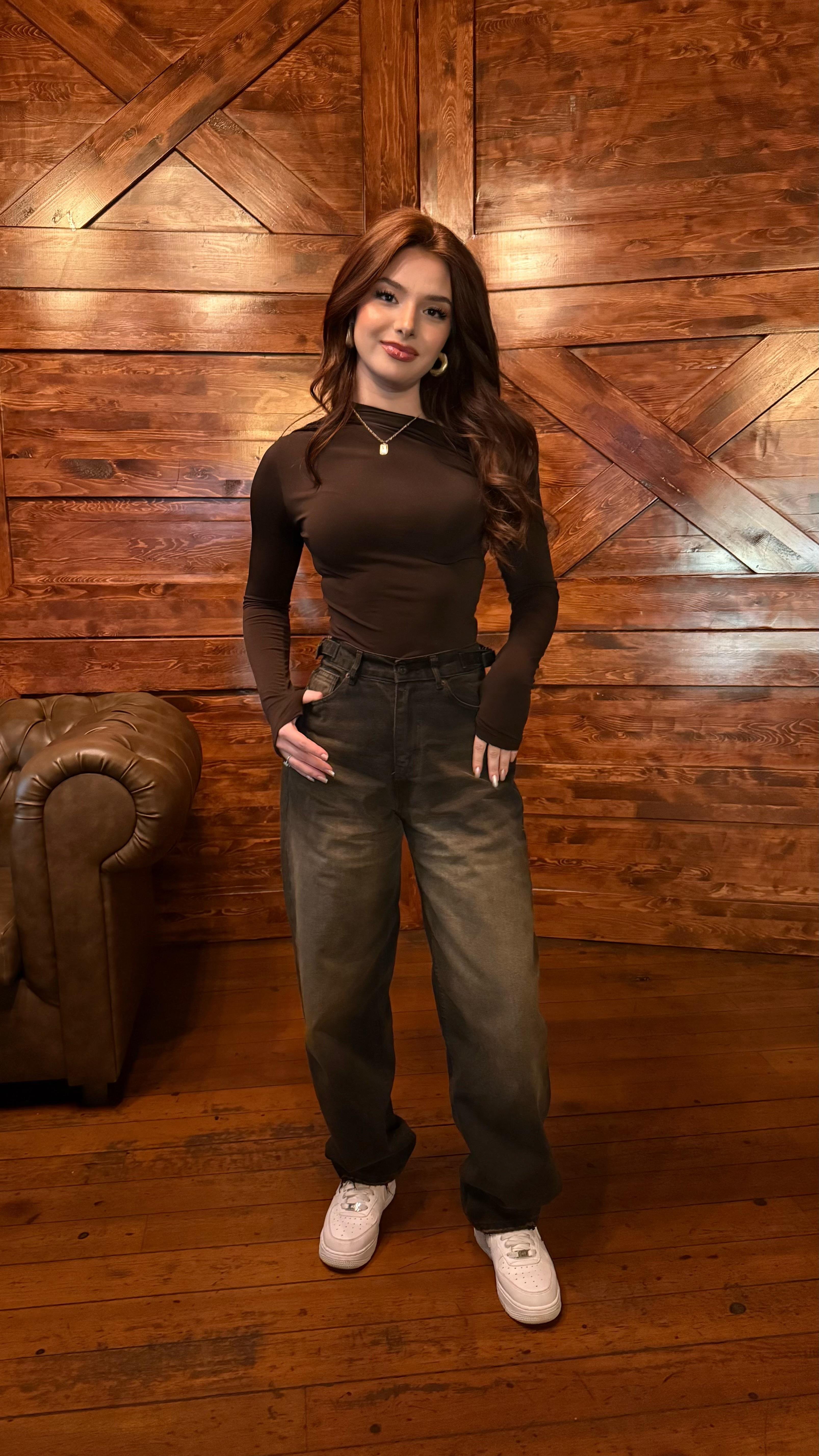 Baggy Viral Jeans Çift Kemer Kahve