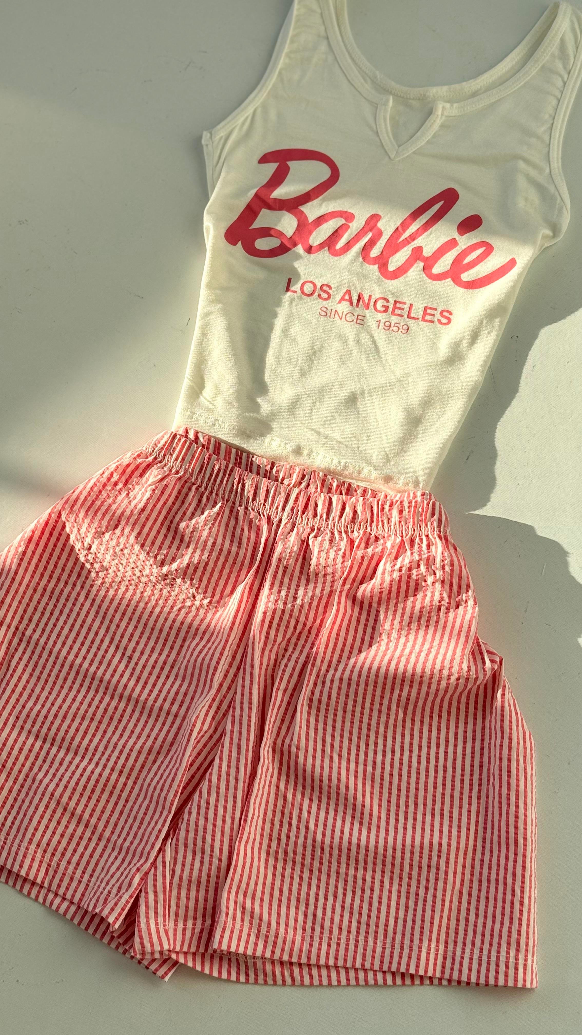 Barbie Şort Takım Pembe