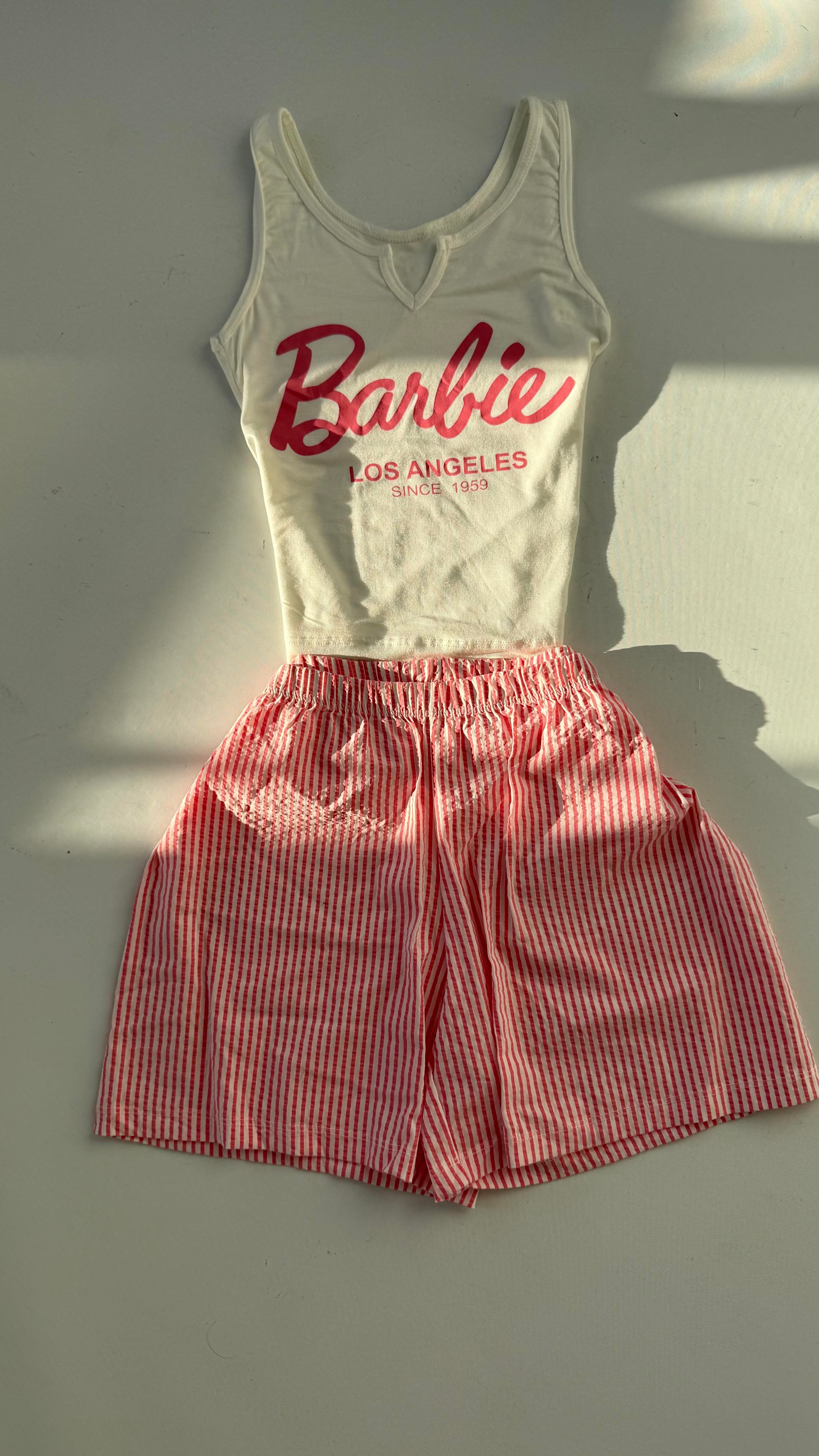 Barbie Şort Takım Pembe