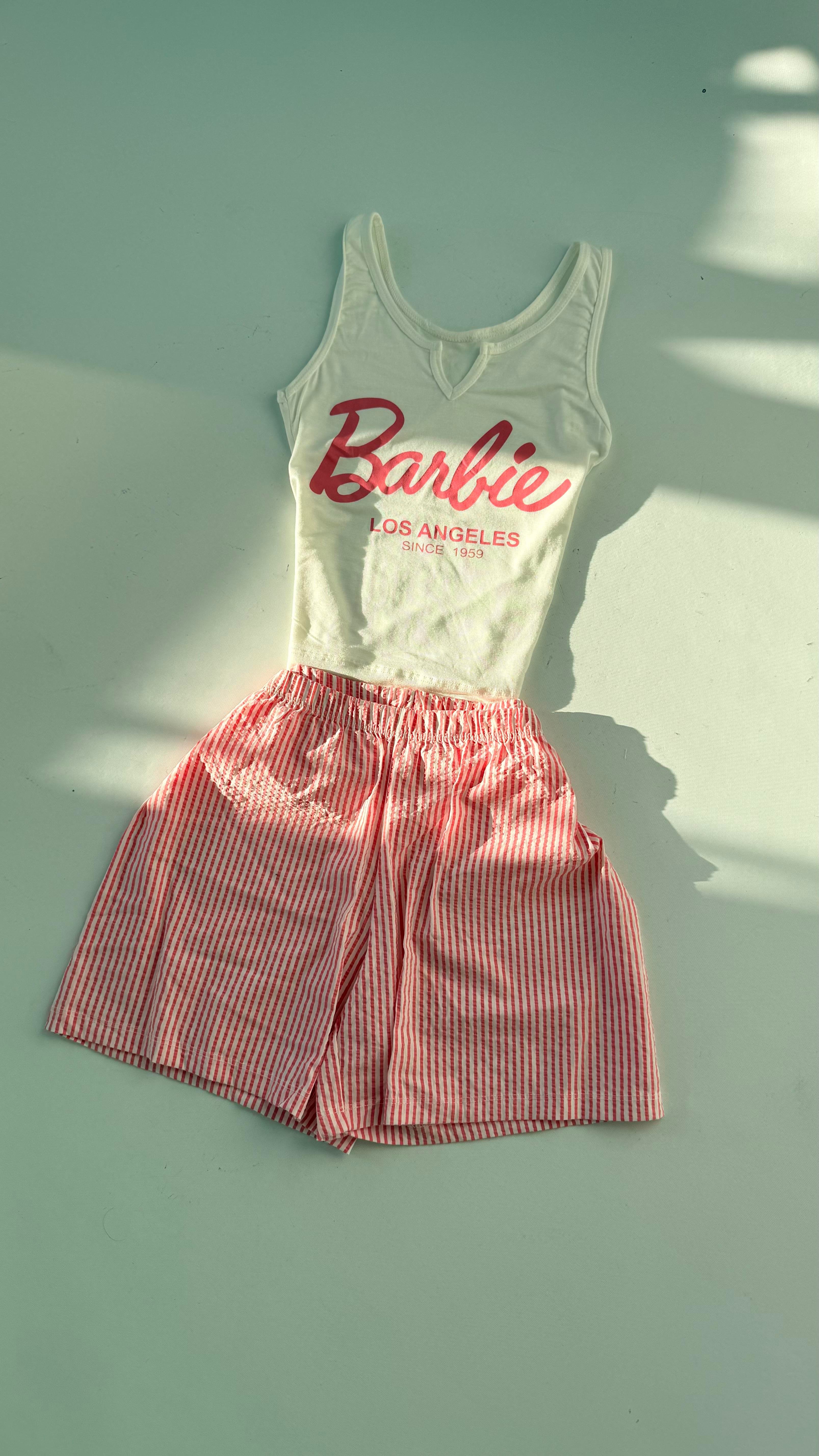Barbie Şort Takım Pembe