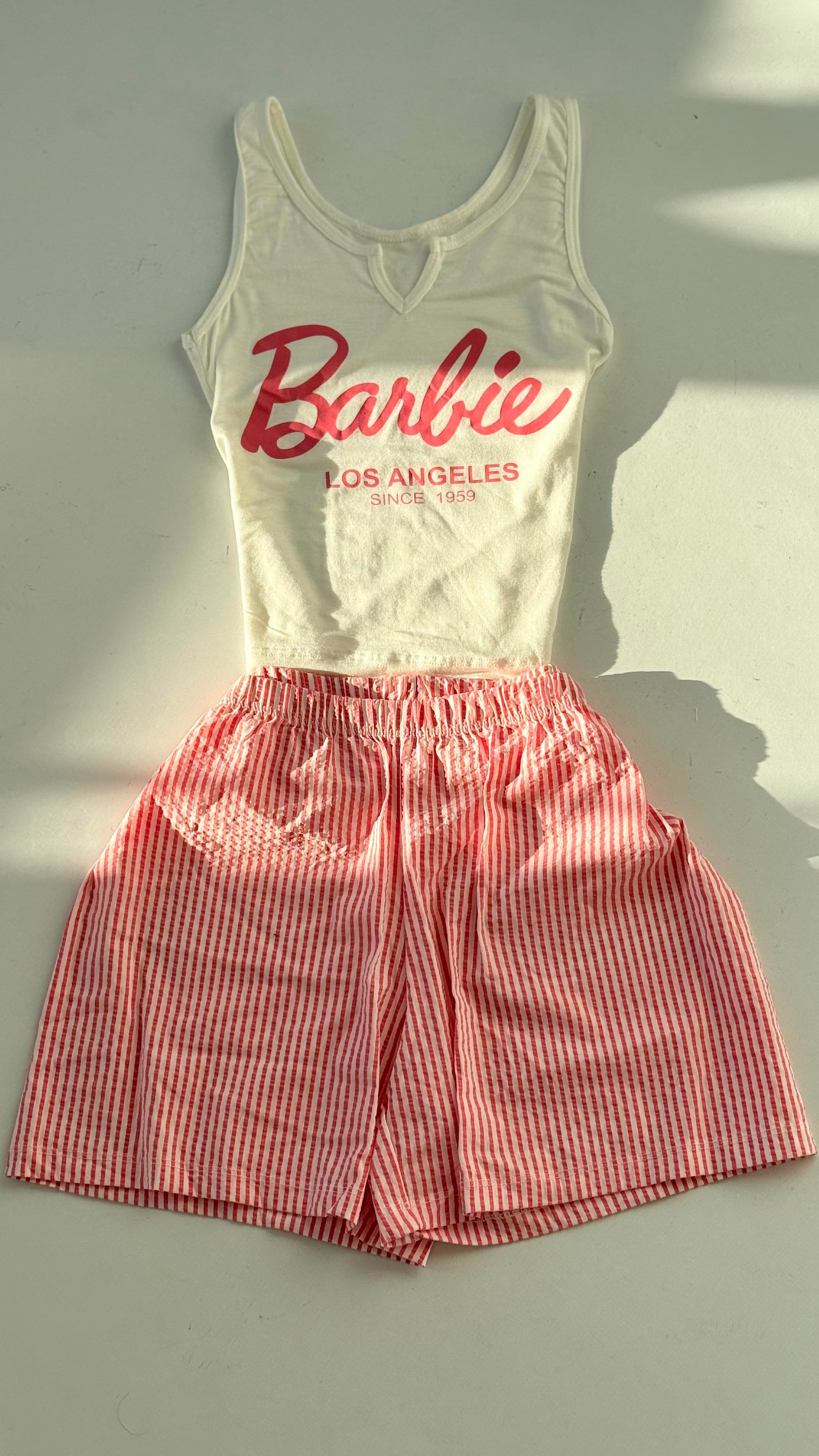 Barbie Şort Takım Pembe