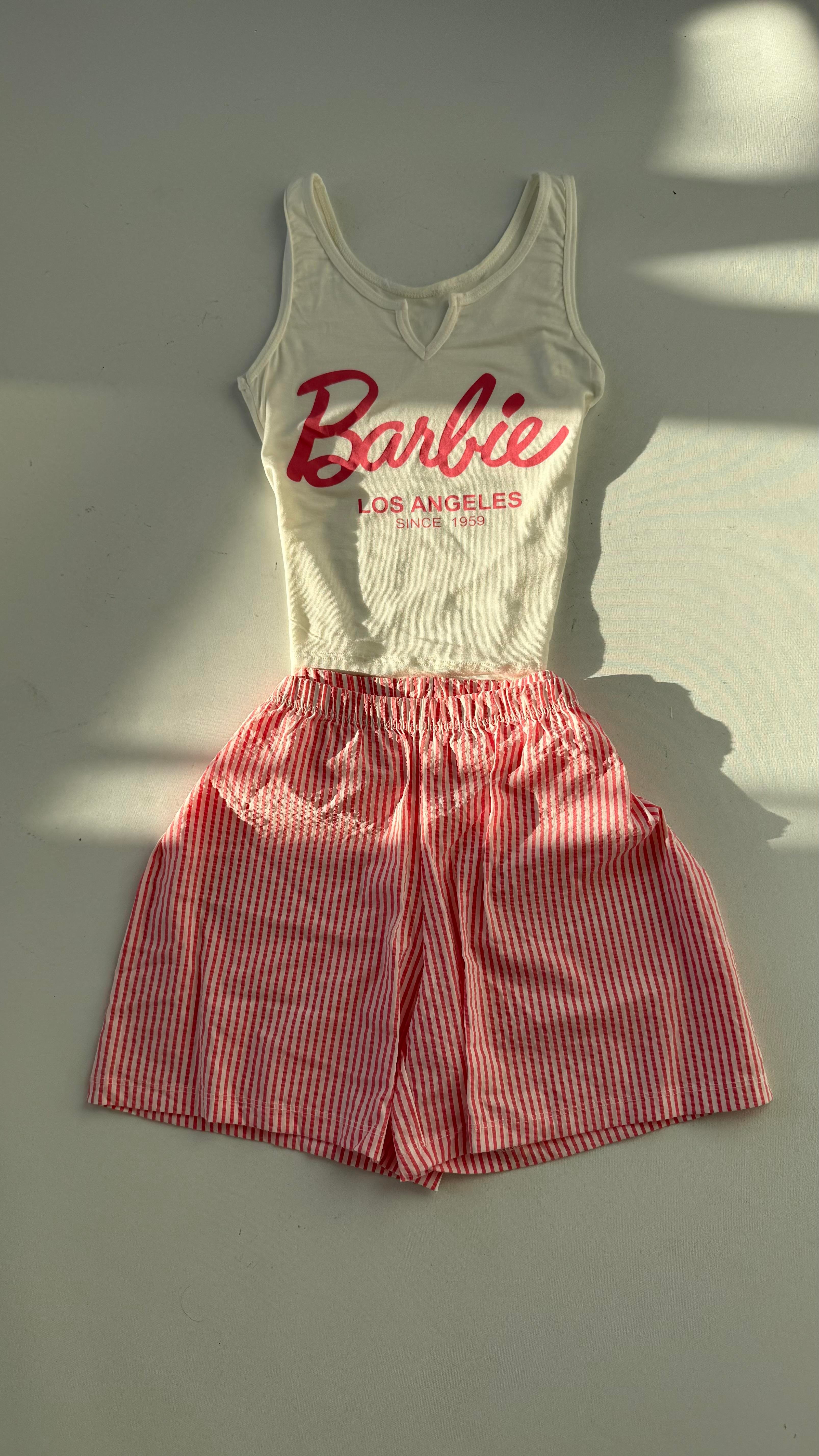 Barbie Şort Takım Pembe