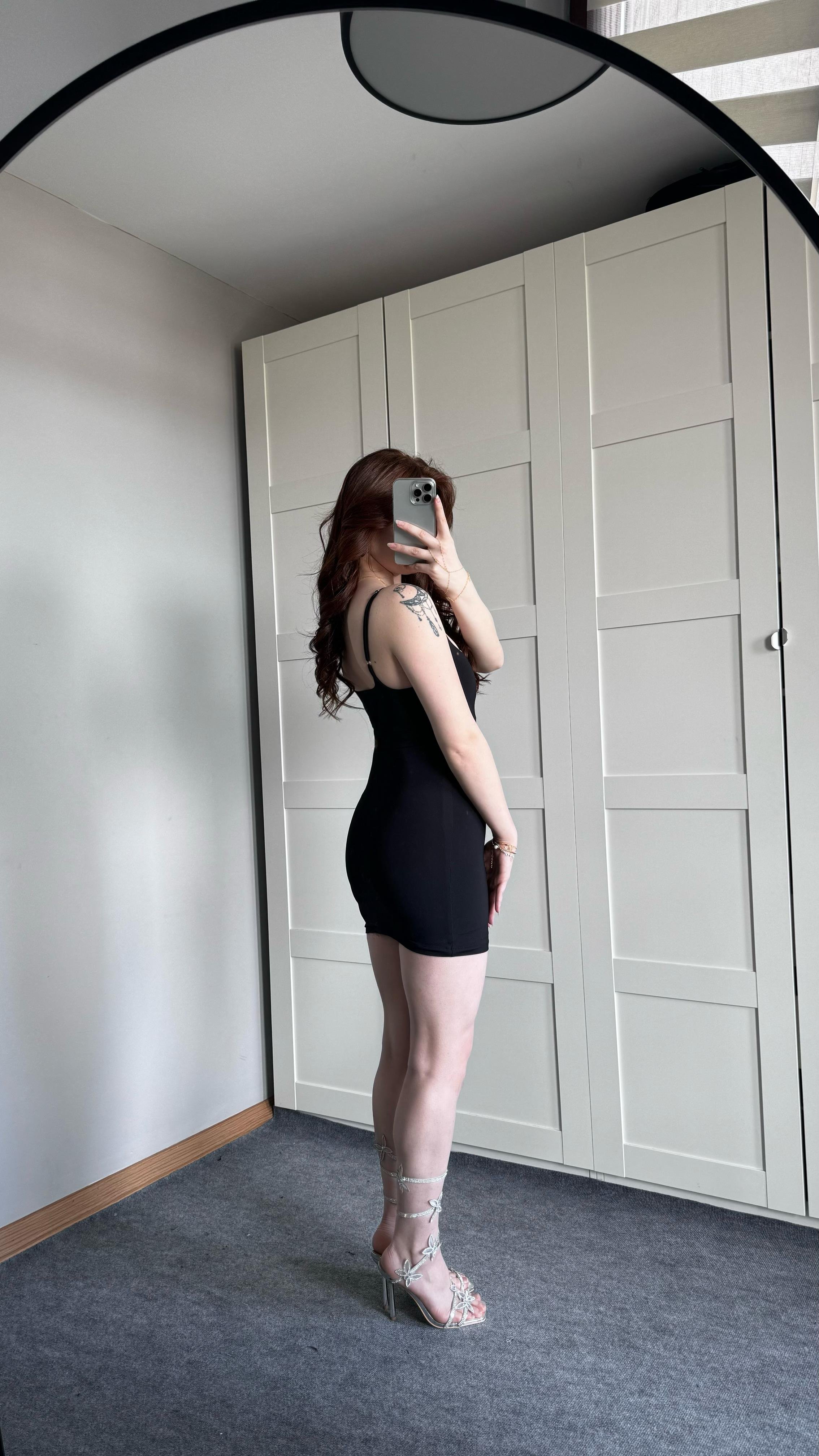 Basıc Askılı Mini Siyah Elbise