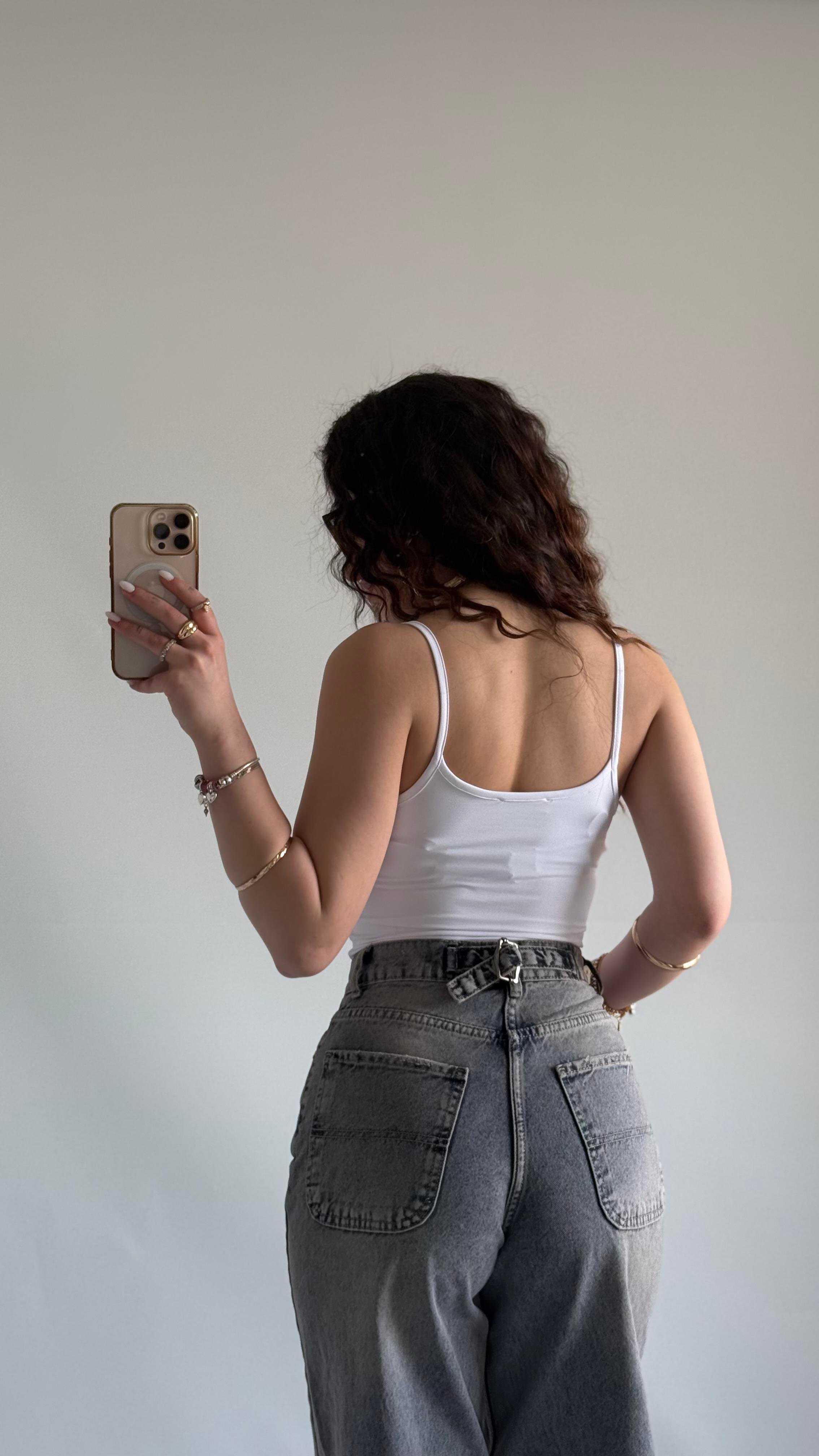 Basıc İp Askılı Atlet Beyaz