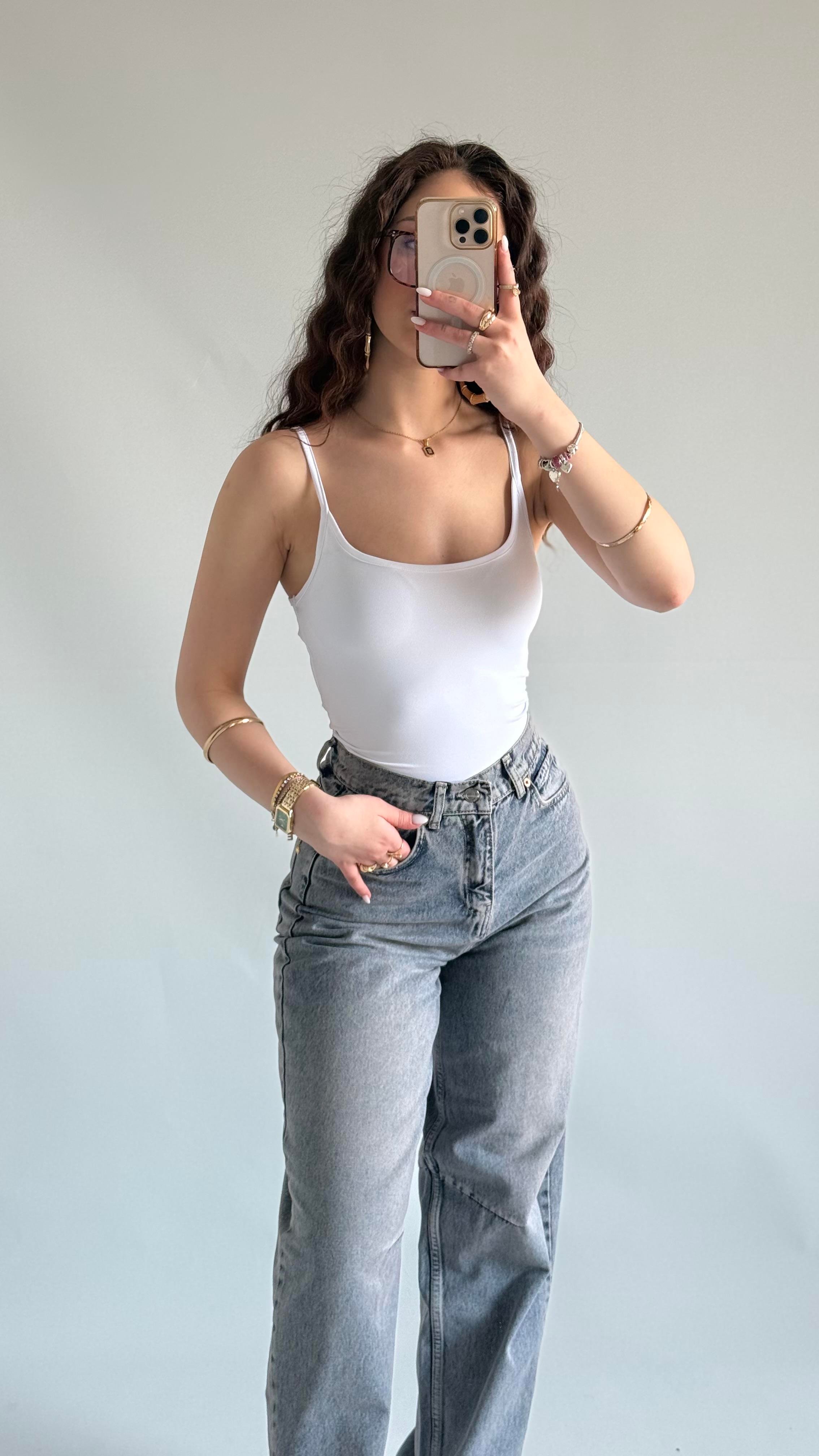 Basıc İp Askılı Atlet Beyaz