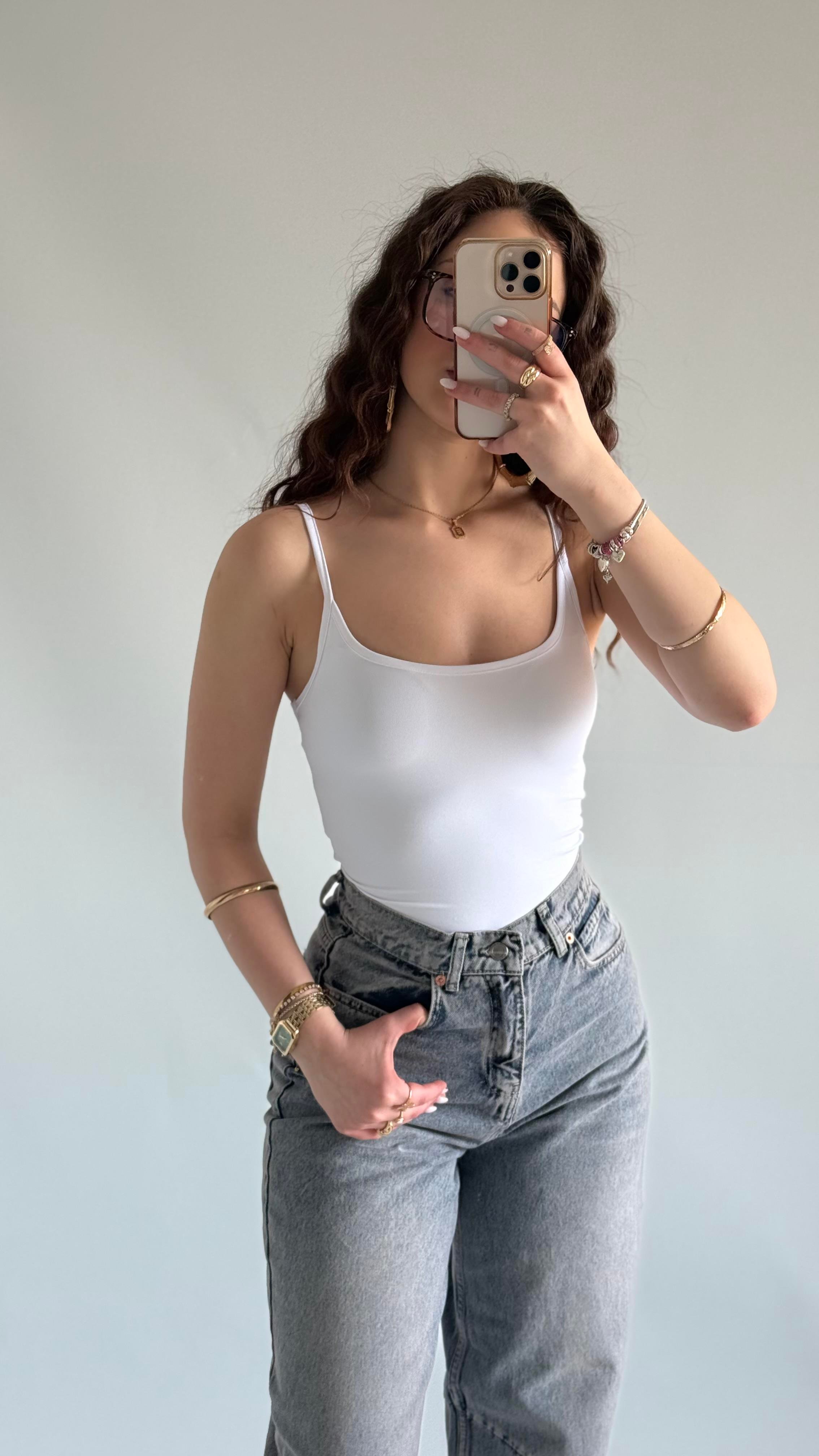 Basıc İp Askılı Atlet Beyaz