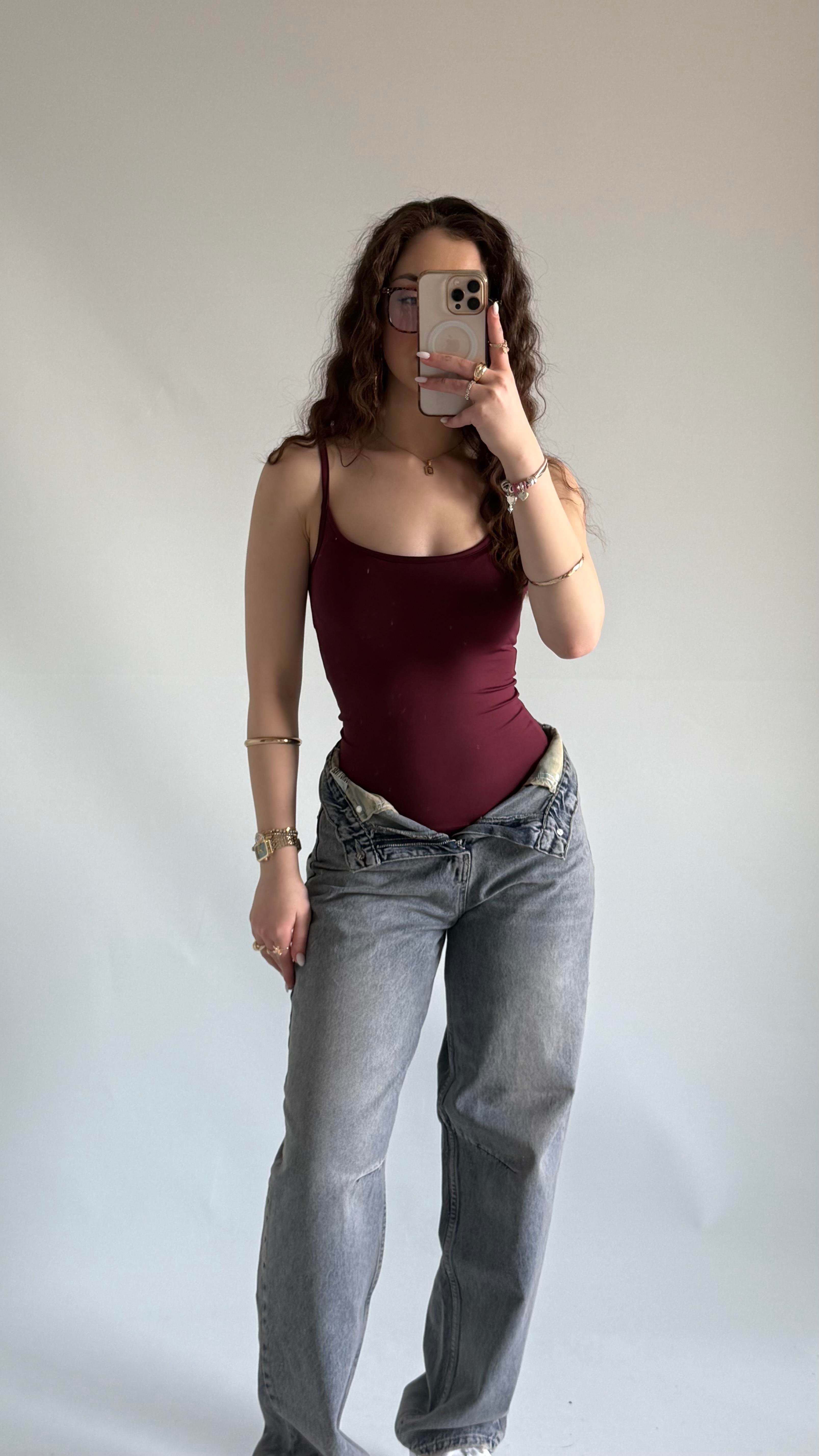 Basıc İp Askılı Atlet Bordo