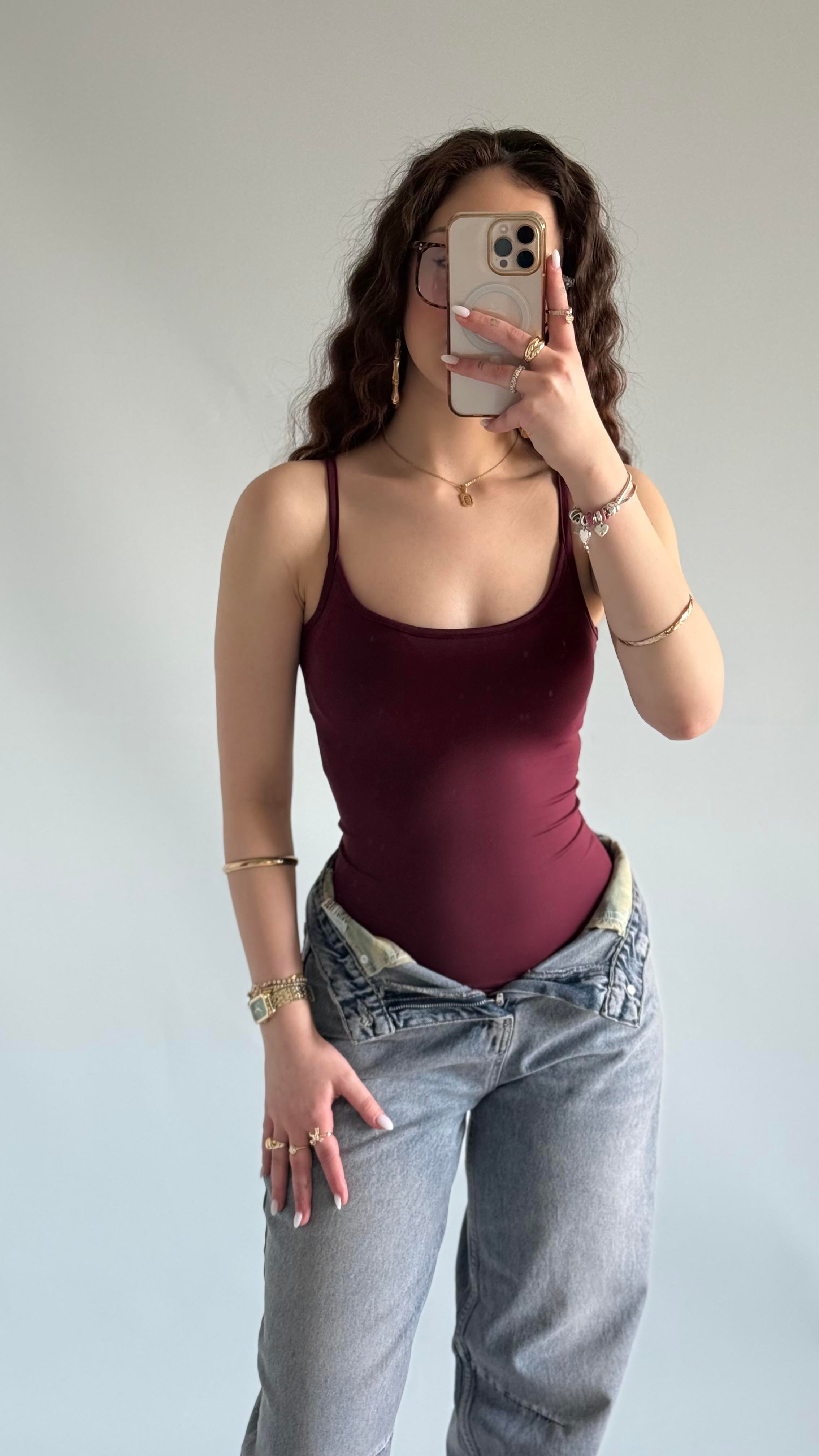 Basıc İp Askılı Atlet Bordo