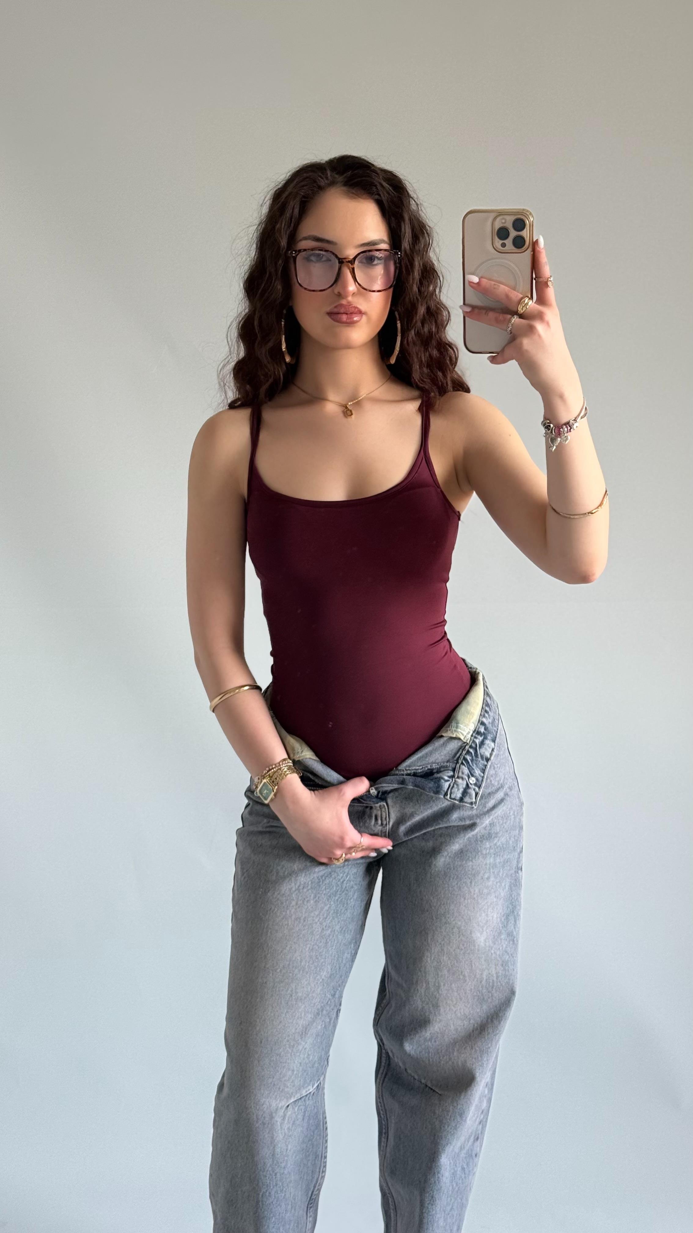 Basıc İp Askılı Atlet Bordo