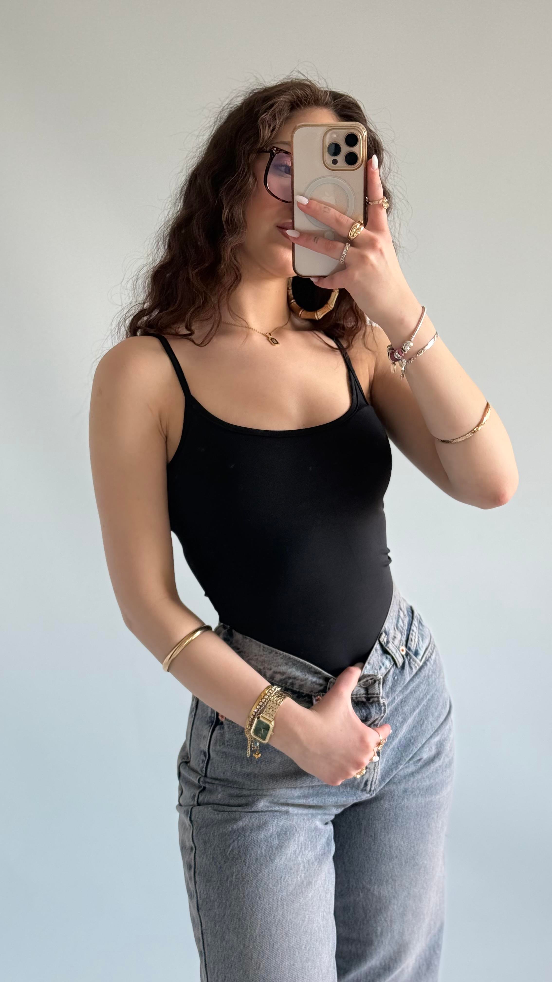 Basıc İp Askılı Atlet Siyah