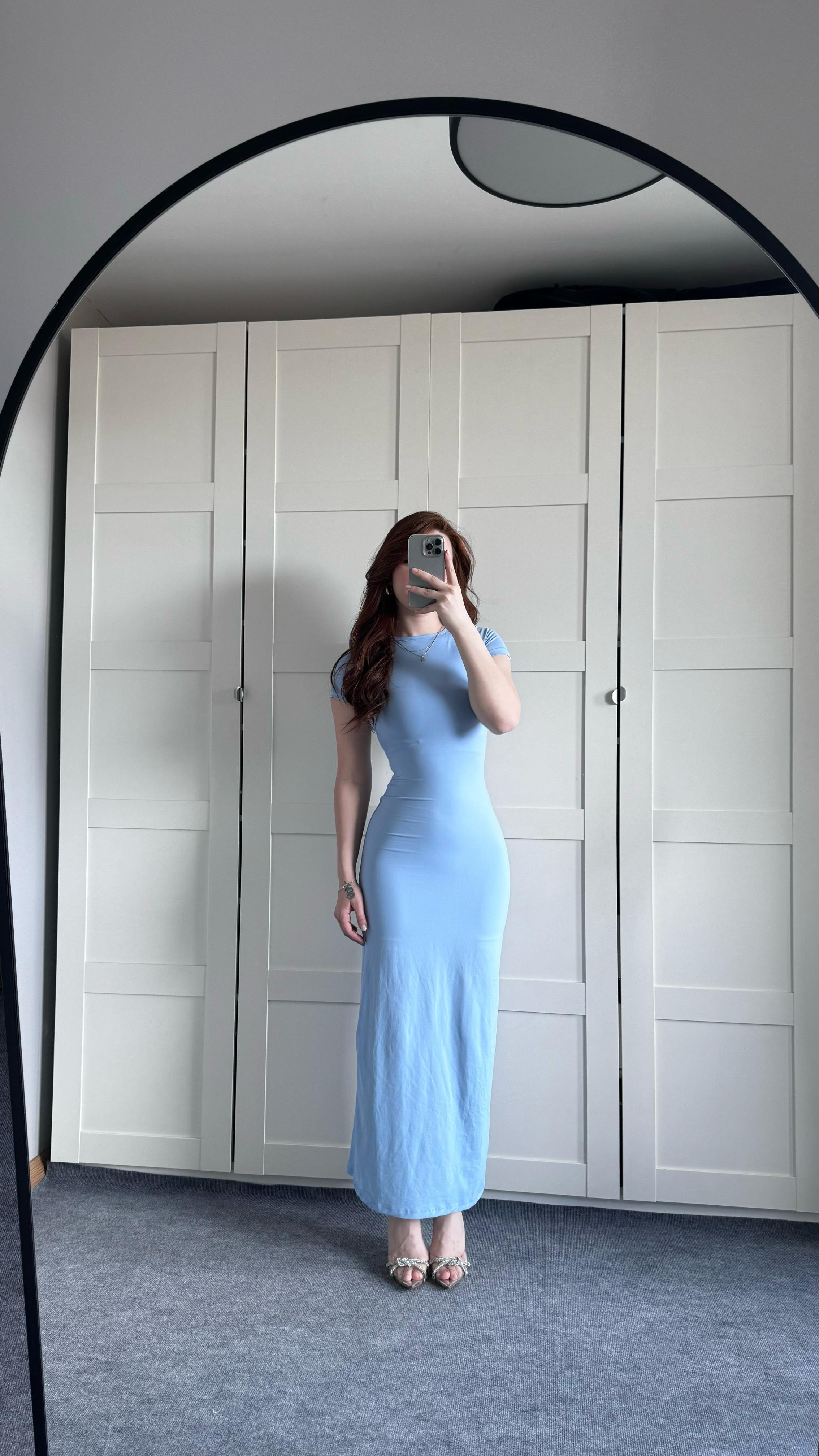 Basıc Kısa Kol Bebe Mavisi Elbise
