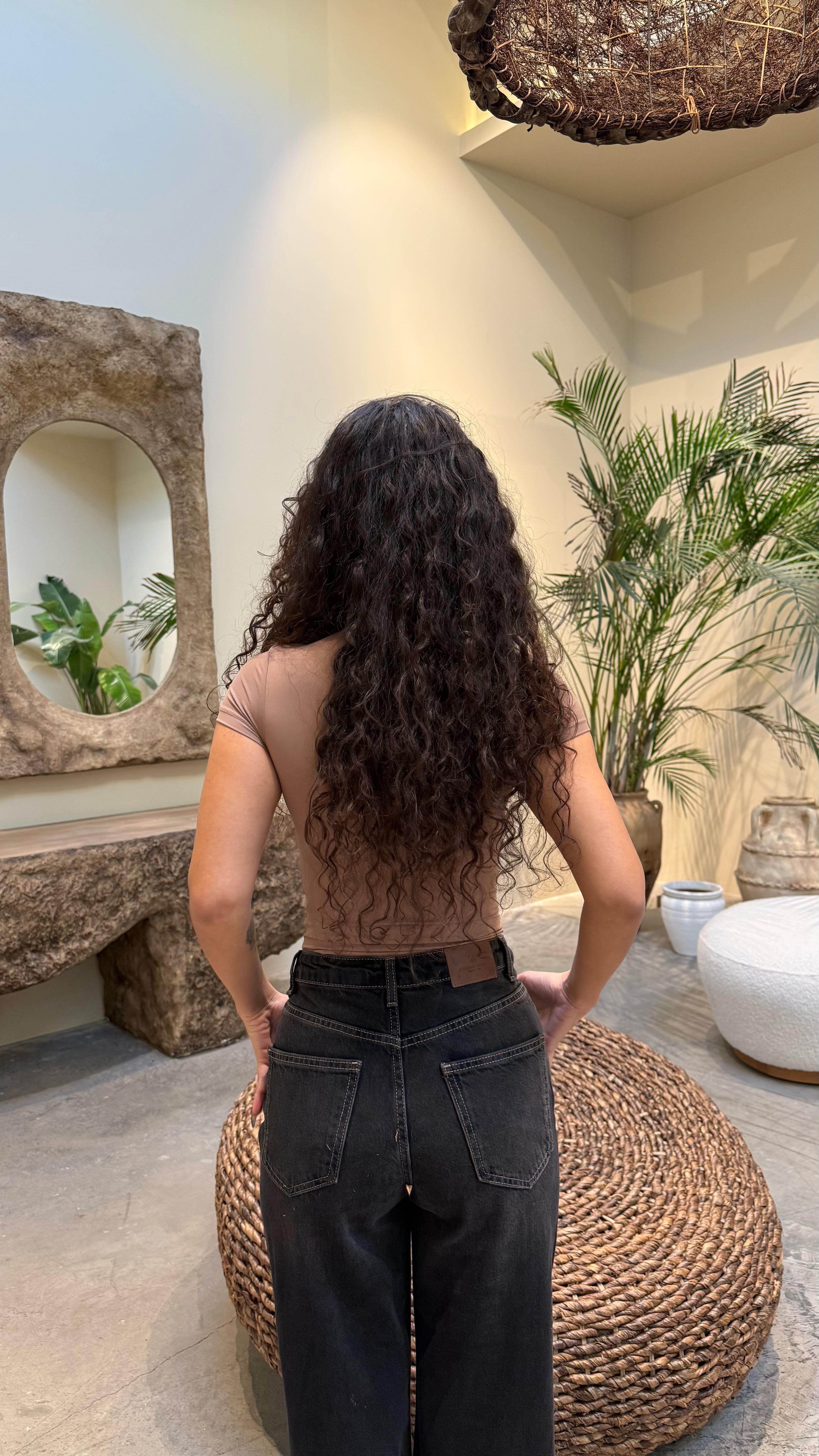 Basıc Kısa Kol Bodysuit Bej 