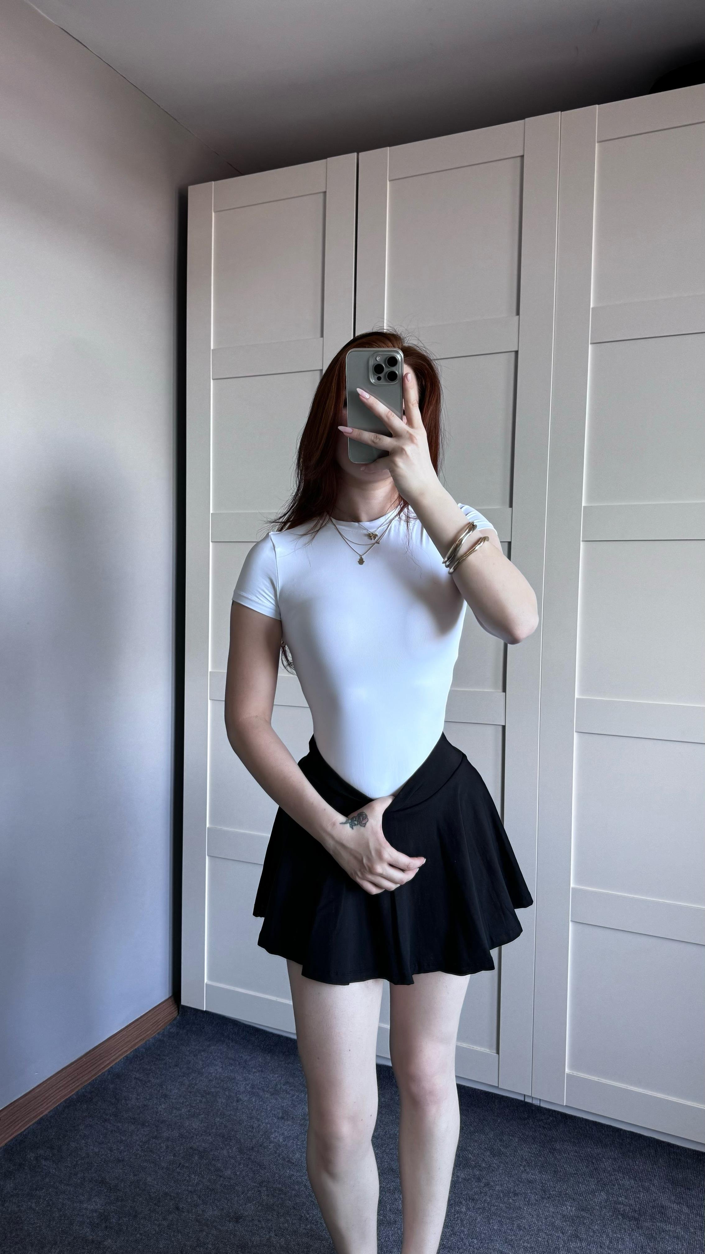 Basıc Kısa Kol Bodysuit Beyaz