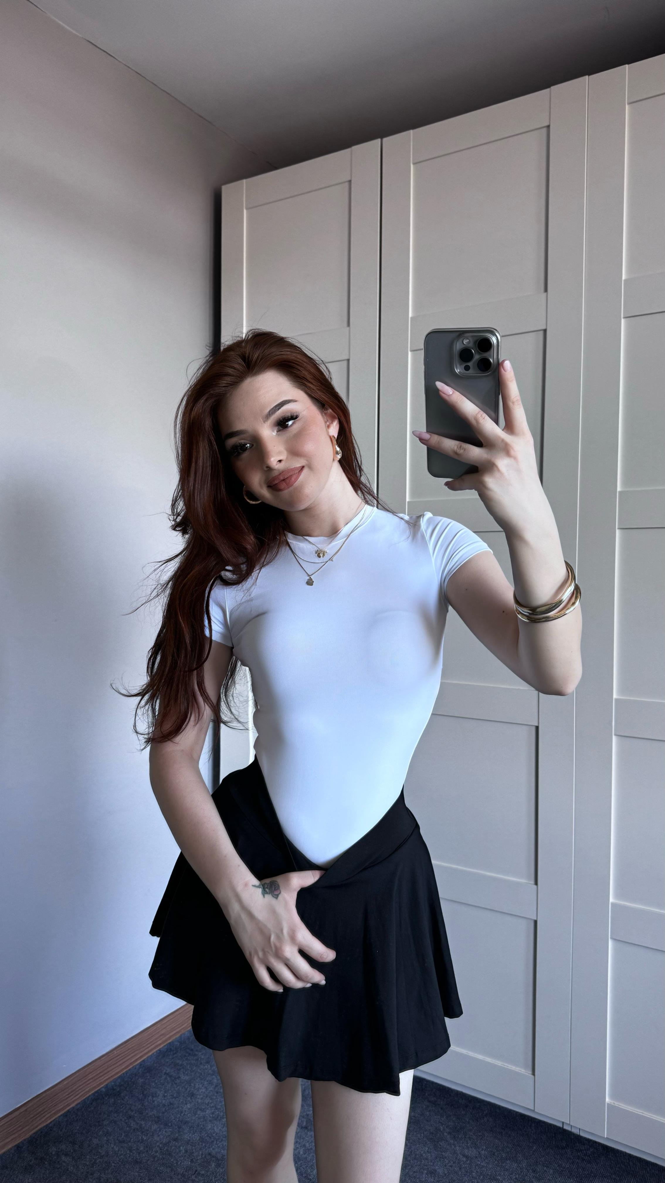 Basıc Kısa Kol Bodysuit Beyaz