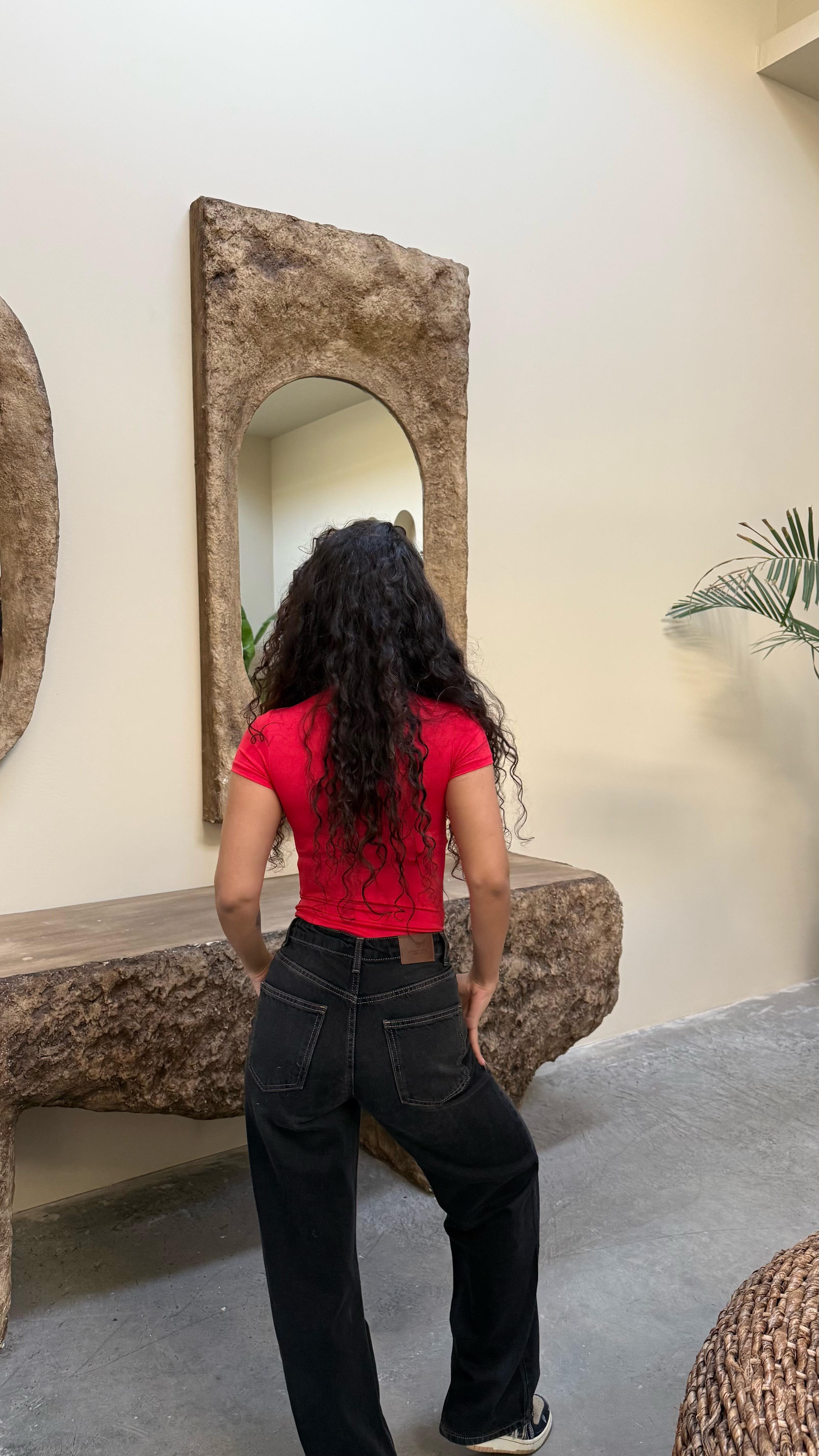 Basıc Kısa Kol Bodysuit Kırmızı