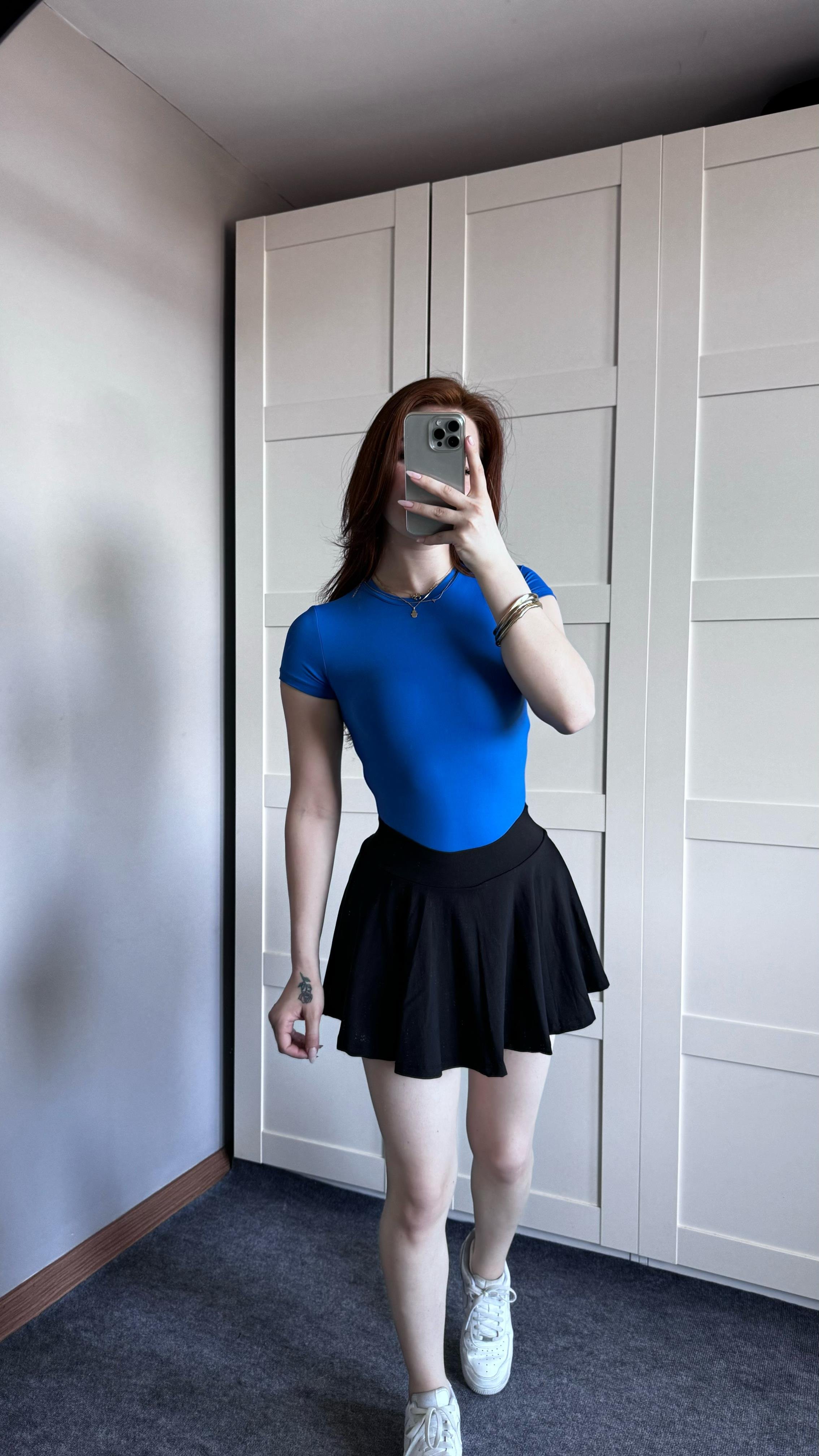 Basıc Kısa Kol Bodysuit Mavi