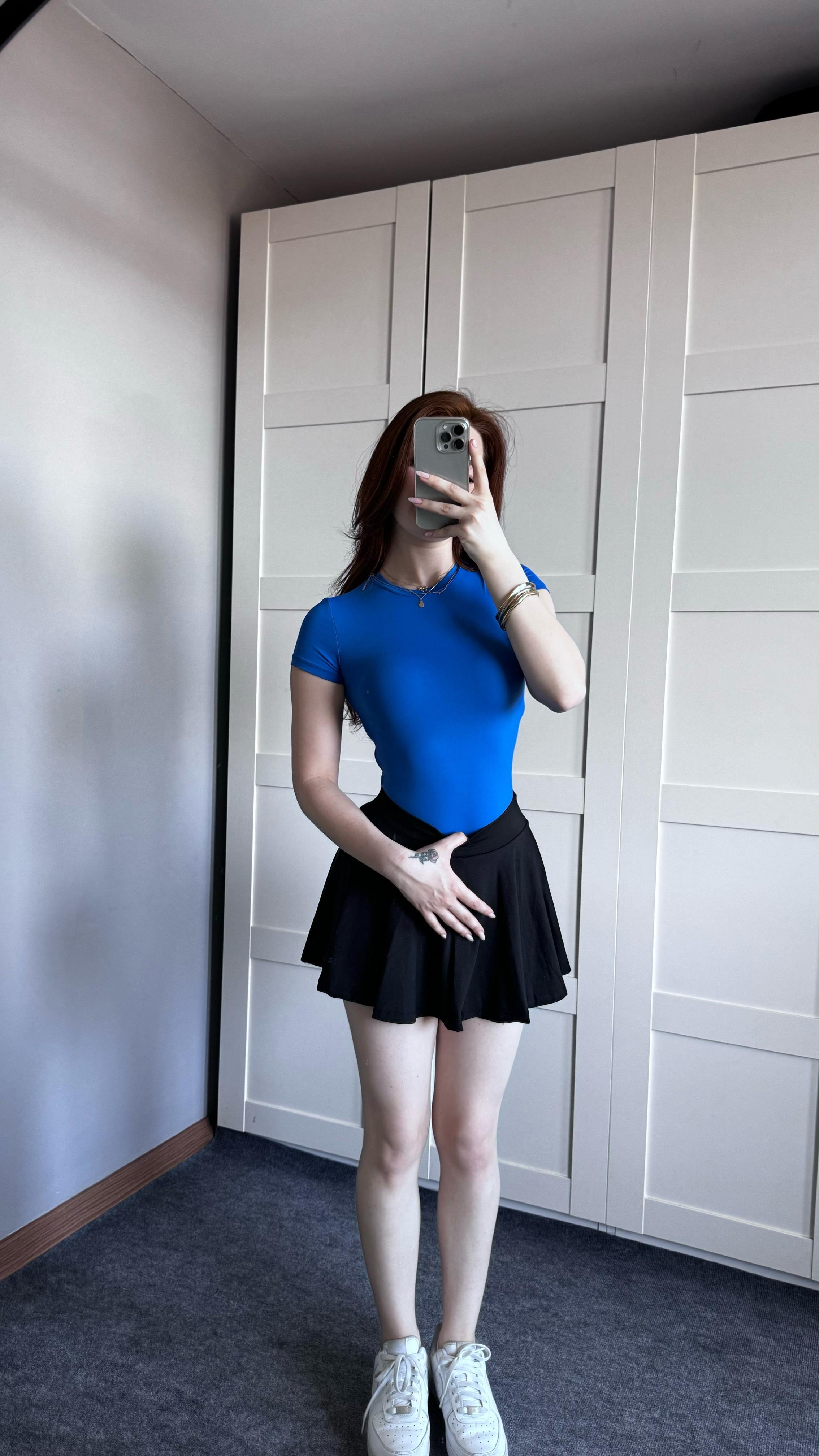 Basıc Kısa Kol Bodysuit Mavi