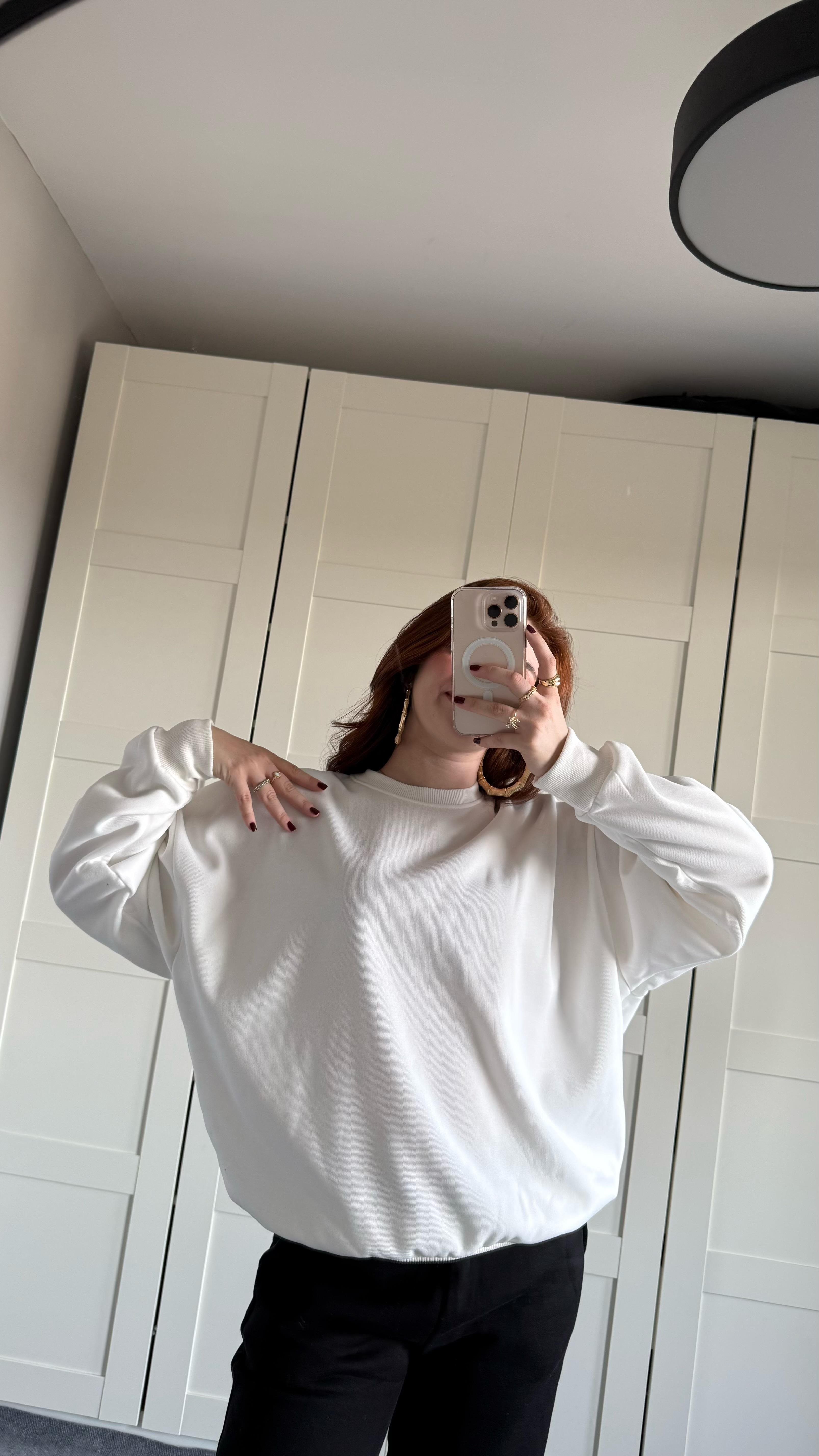 Basıc Oversize Sweat Beyaz