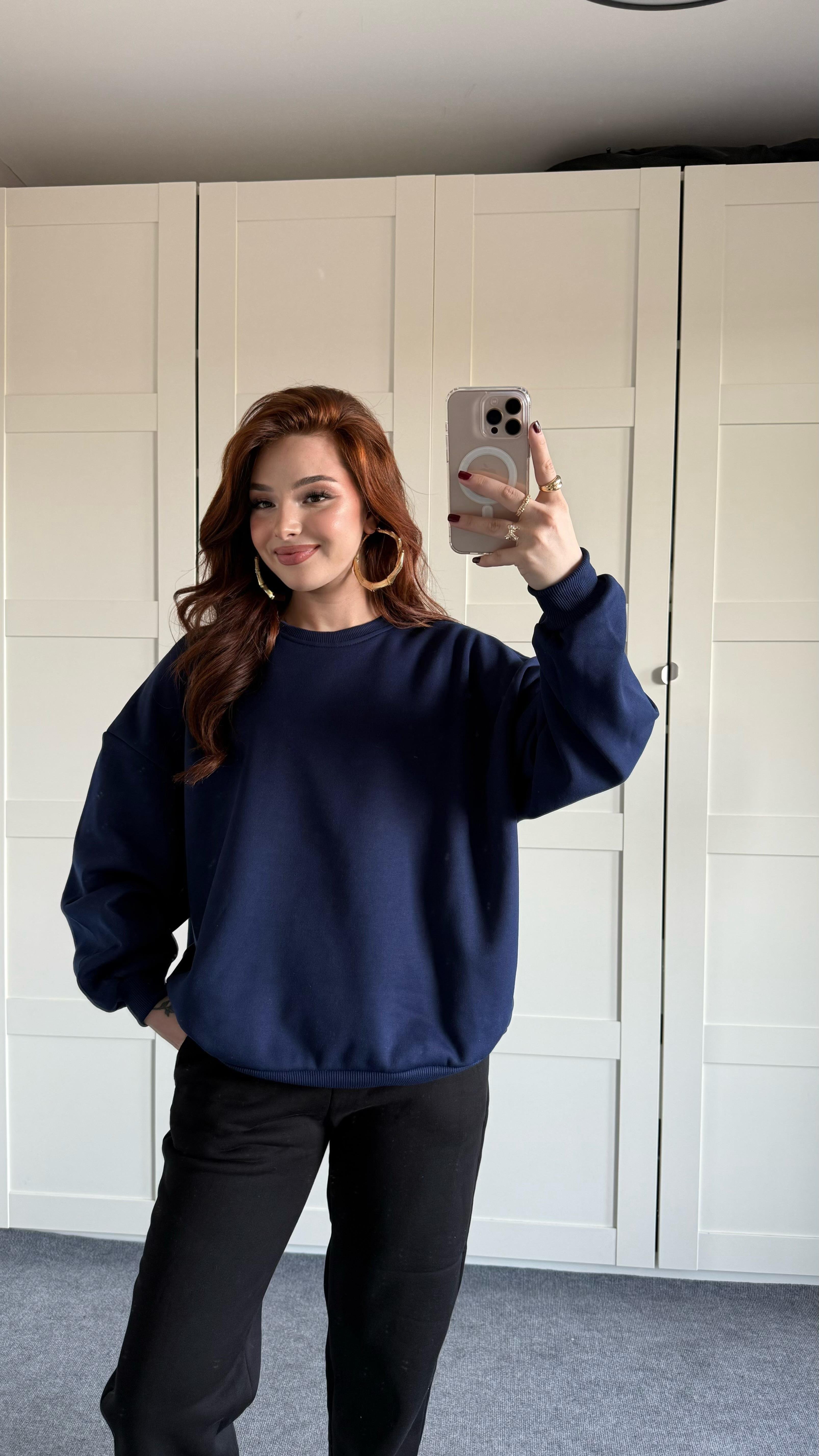 Basıc Oversize Sweat Lacivert