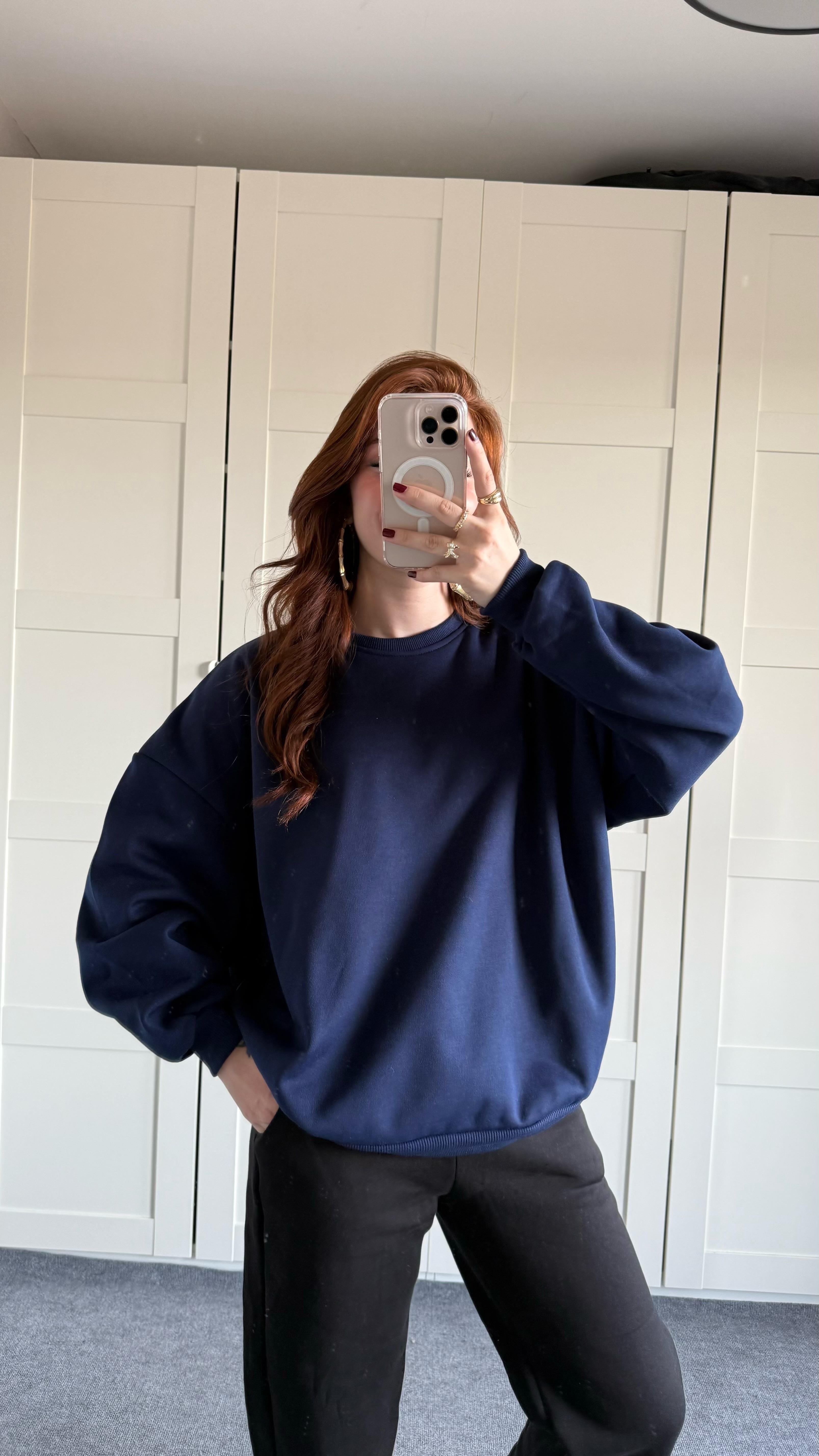 Basıc Oversize Sweat Lacivert