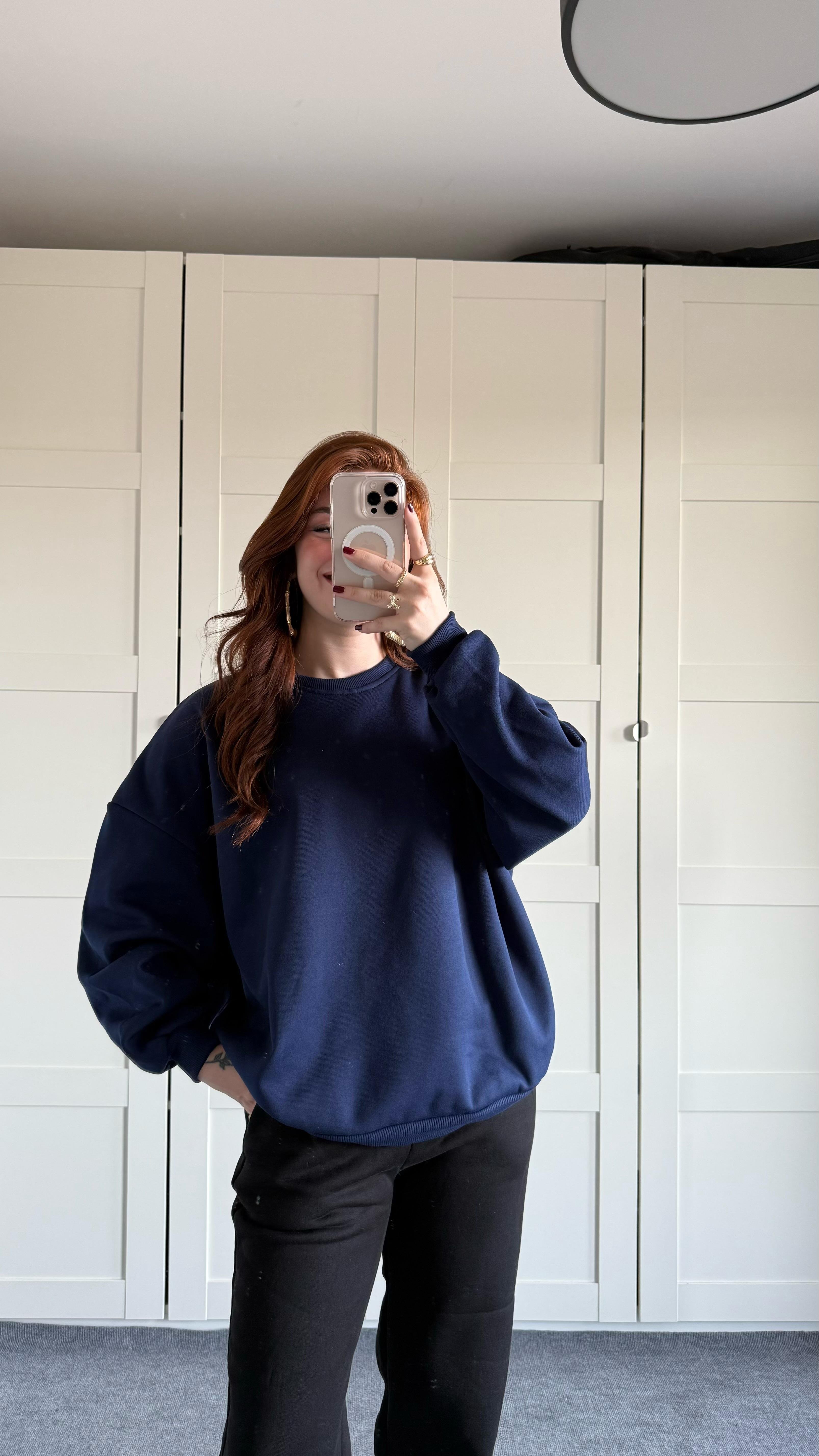 Basıc Oversize Sweat Lacivert