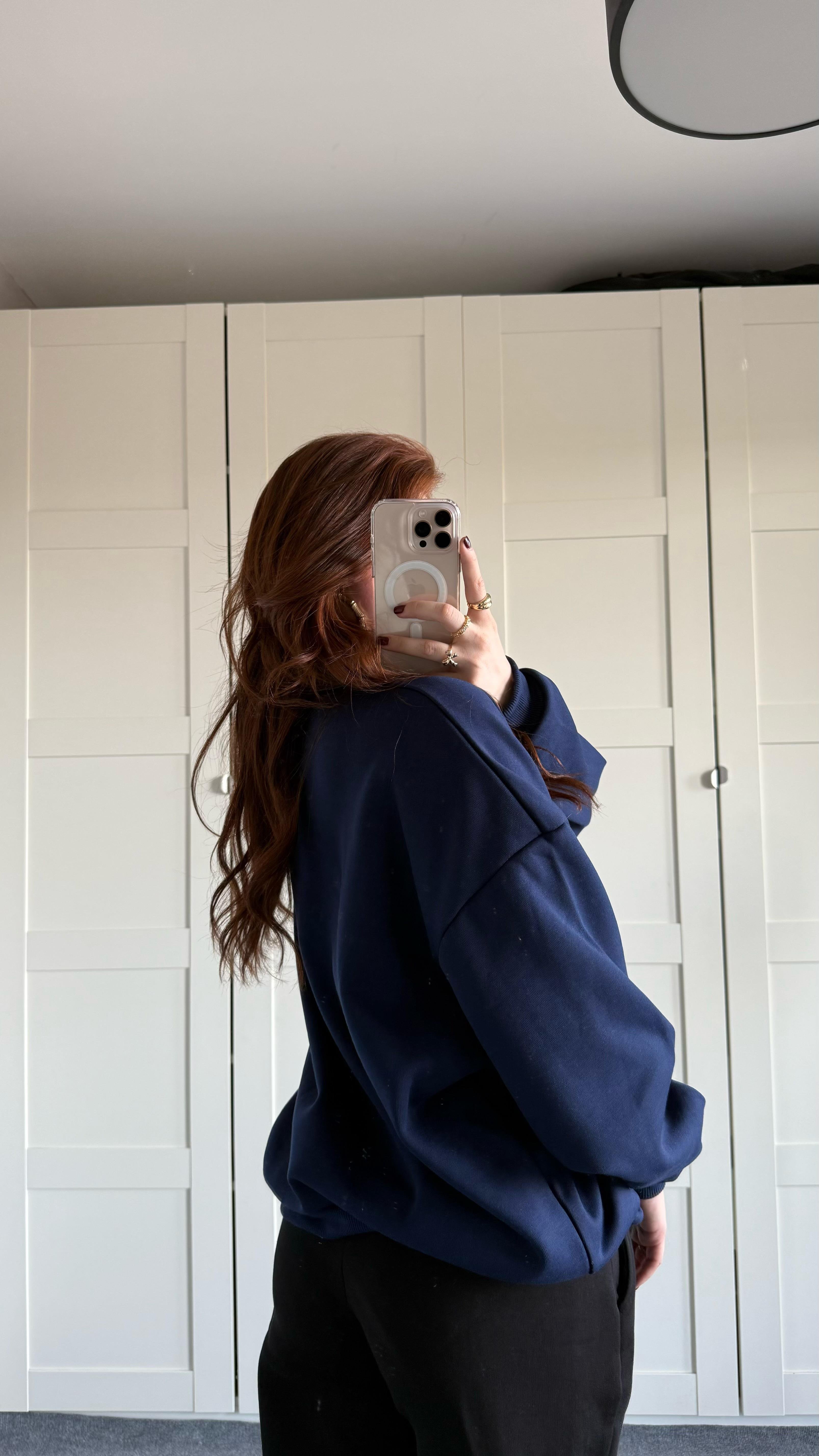 Basıc Oversize Sweat Lacivert