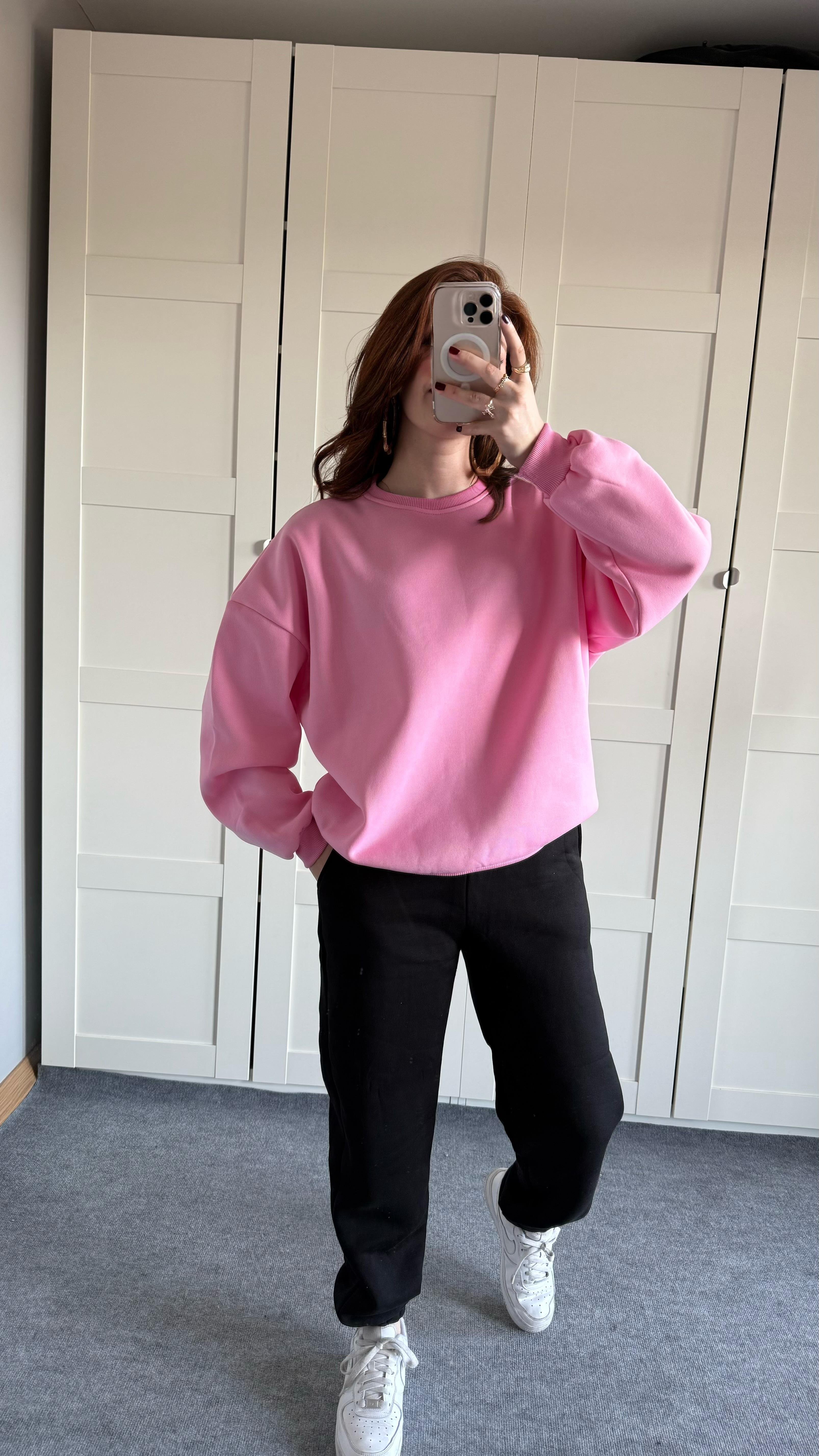 Basıc Oversize Sweat Pembe