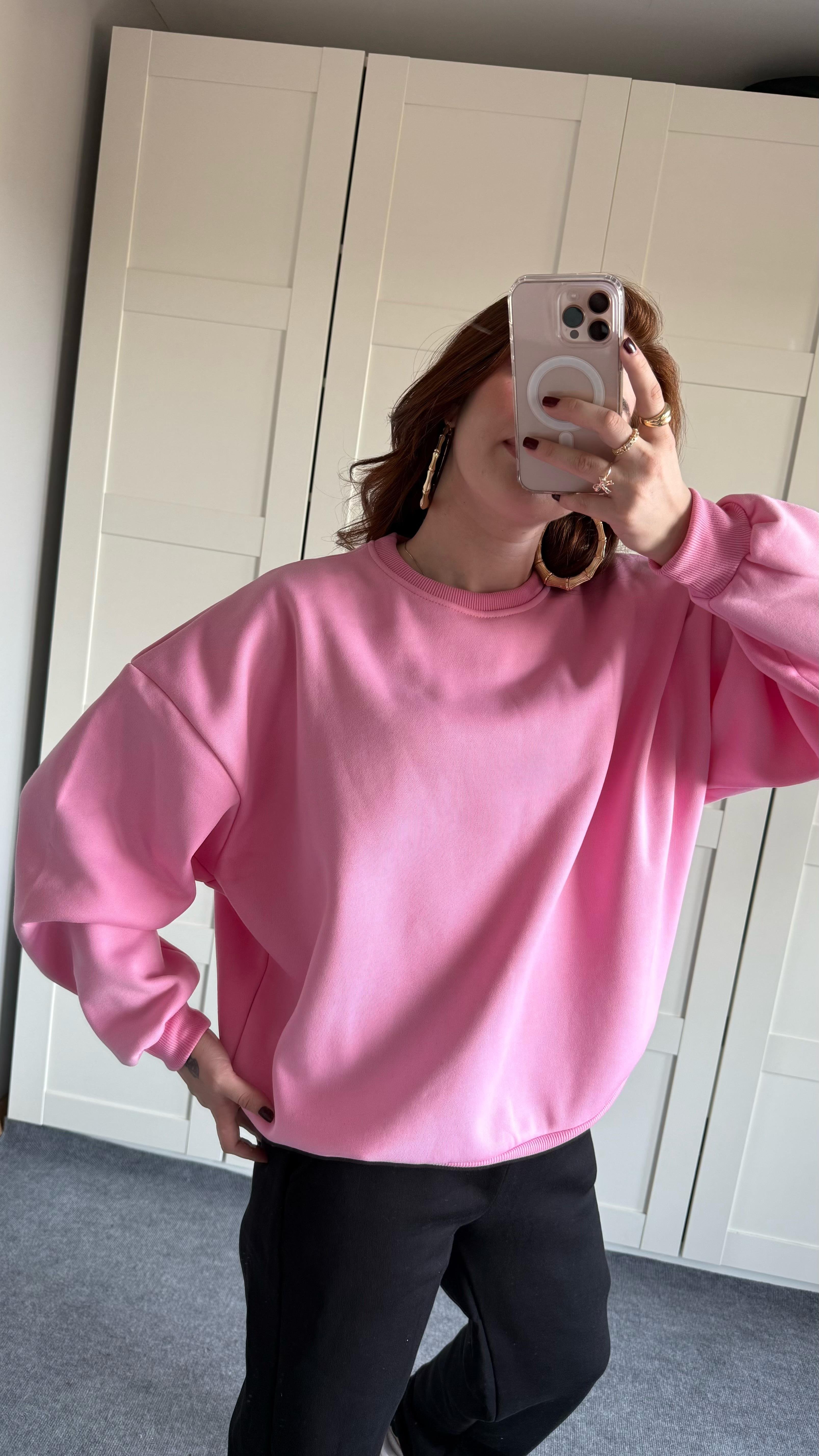 Basıc Oversize Sweat Pembe