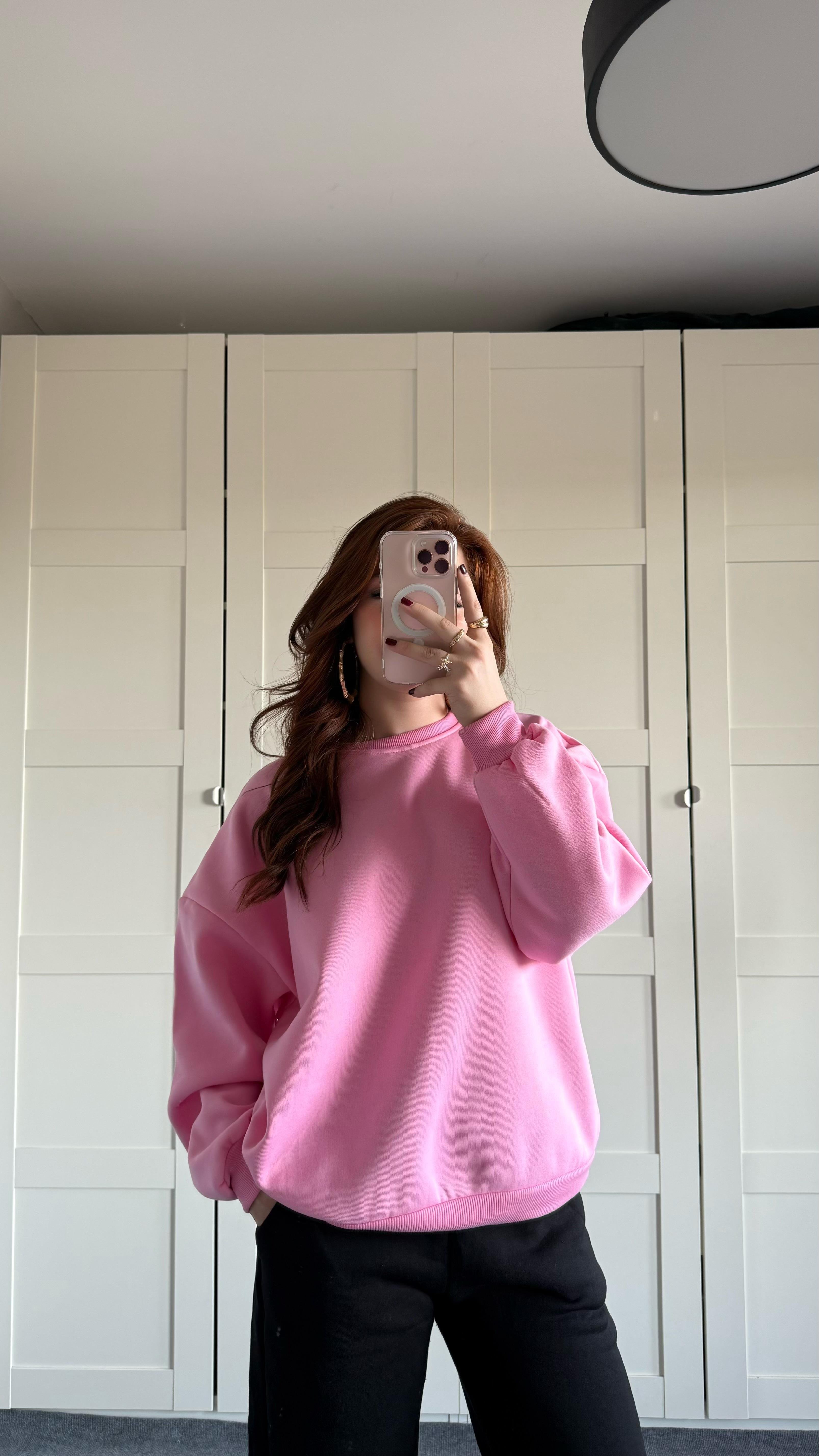 Basıc Oversize Sweat Pembe