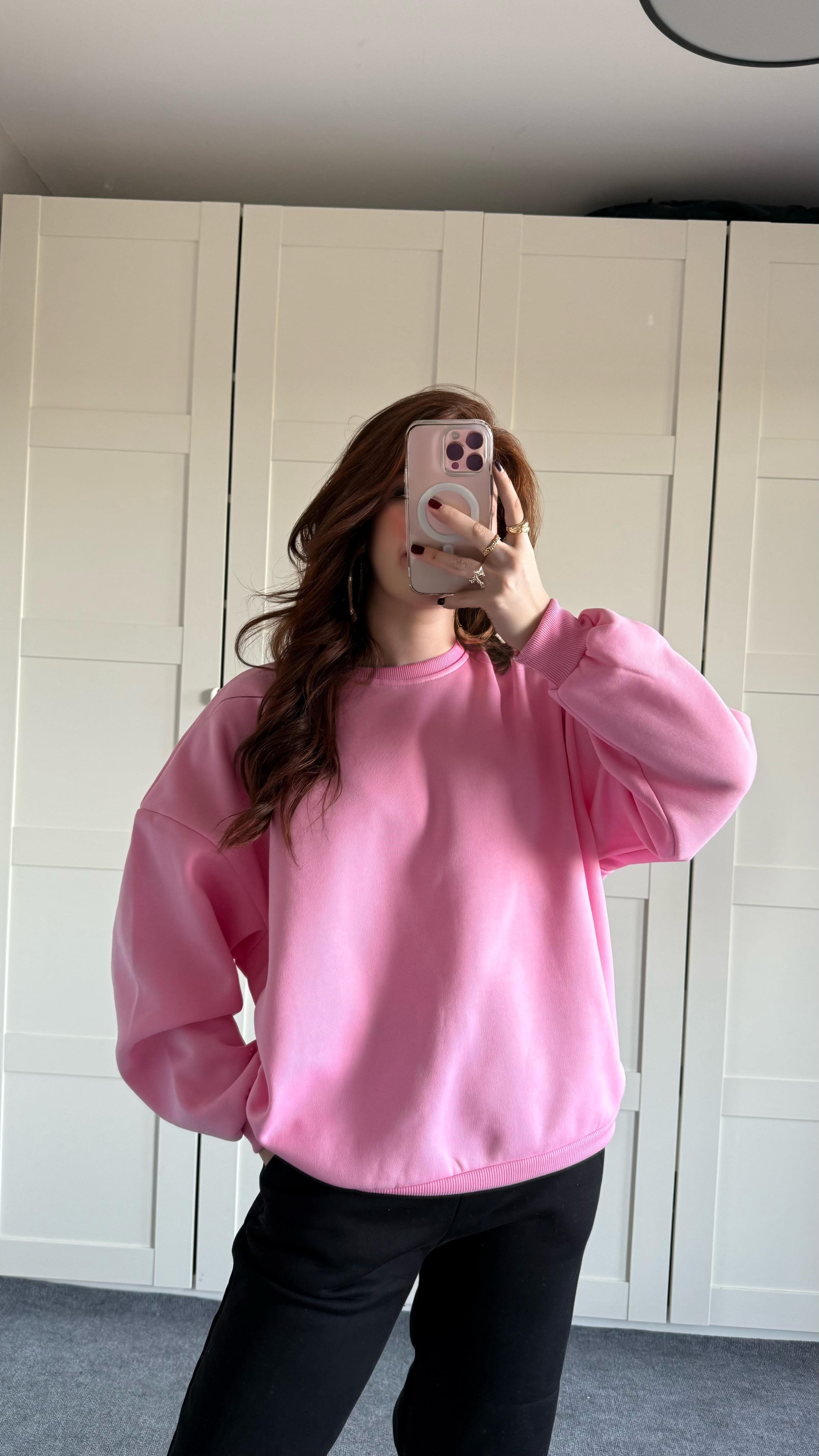 Basıc Oversize Sweat Pembe