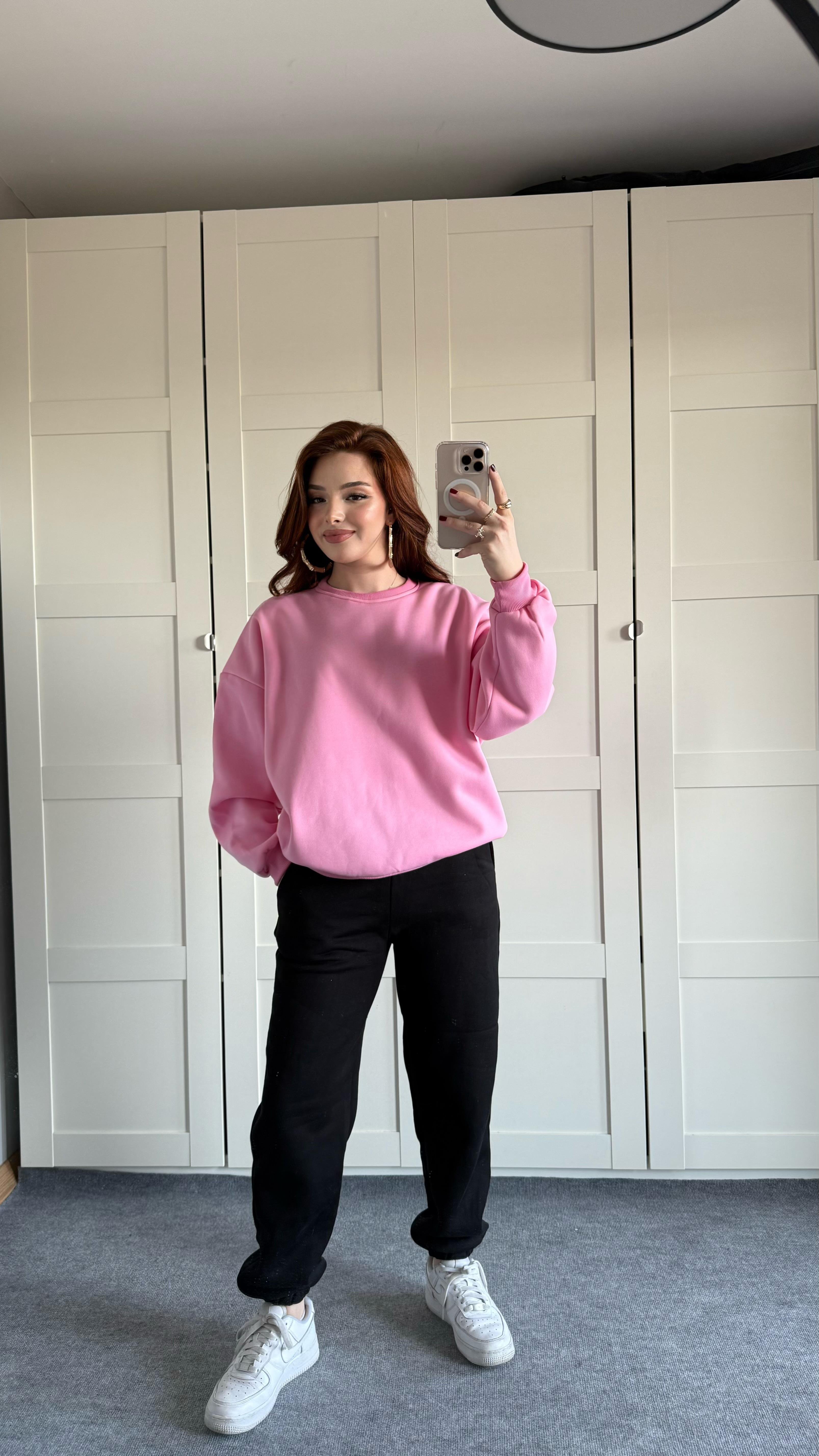 Basıc Oversize Sweat Pembe