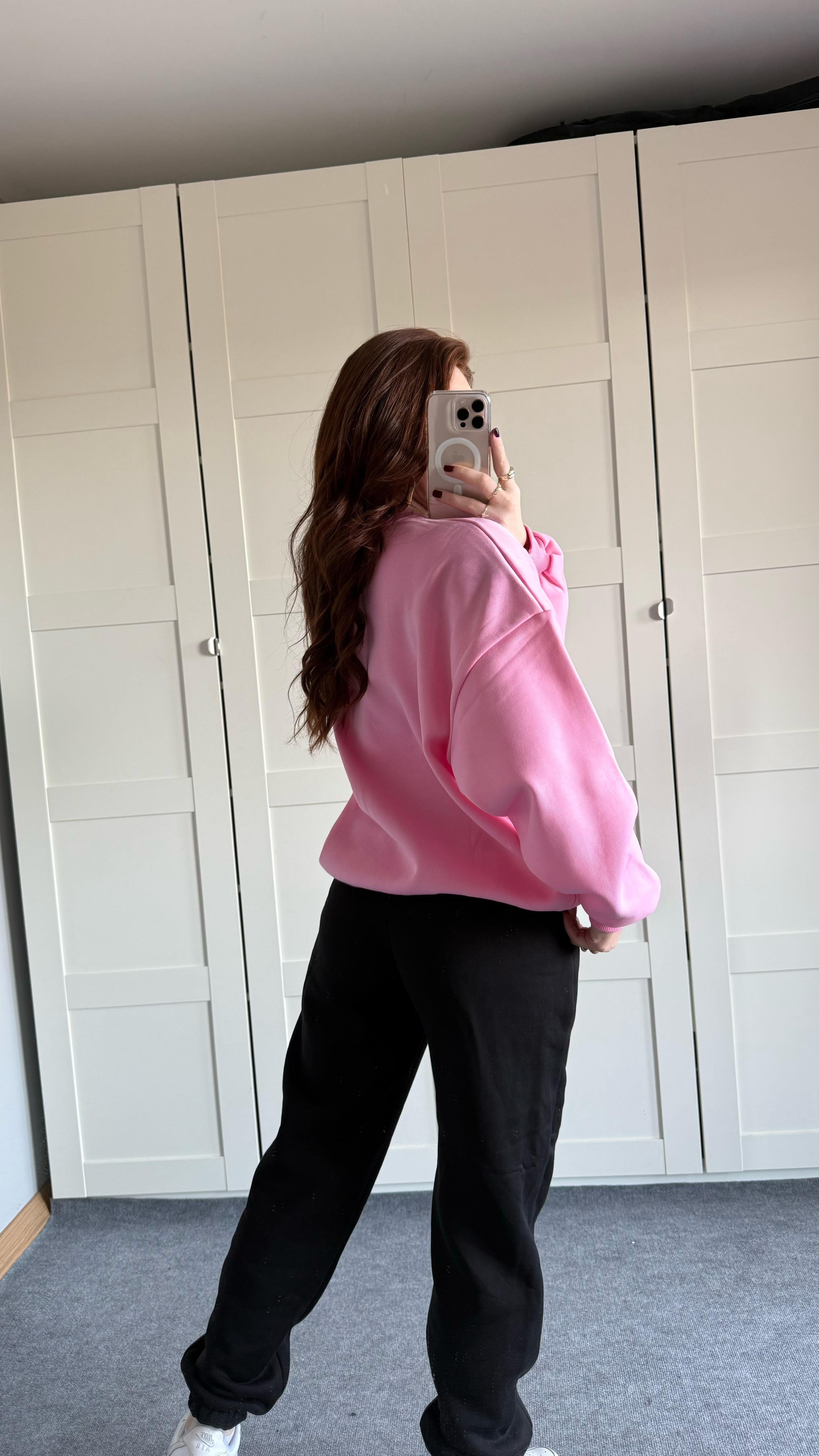 Basıc Oversize Sweat Pembe