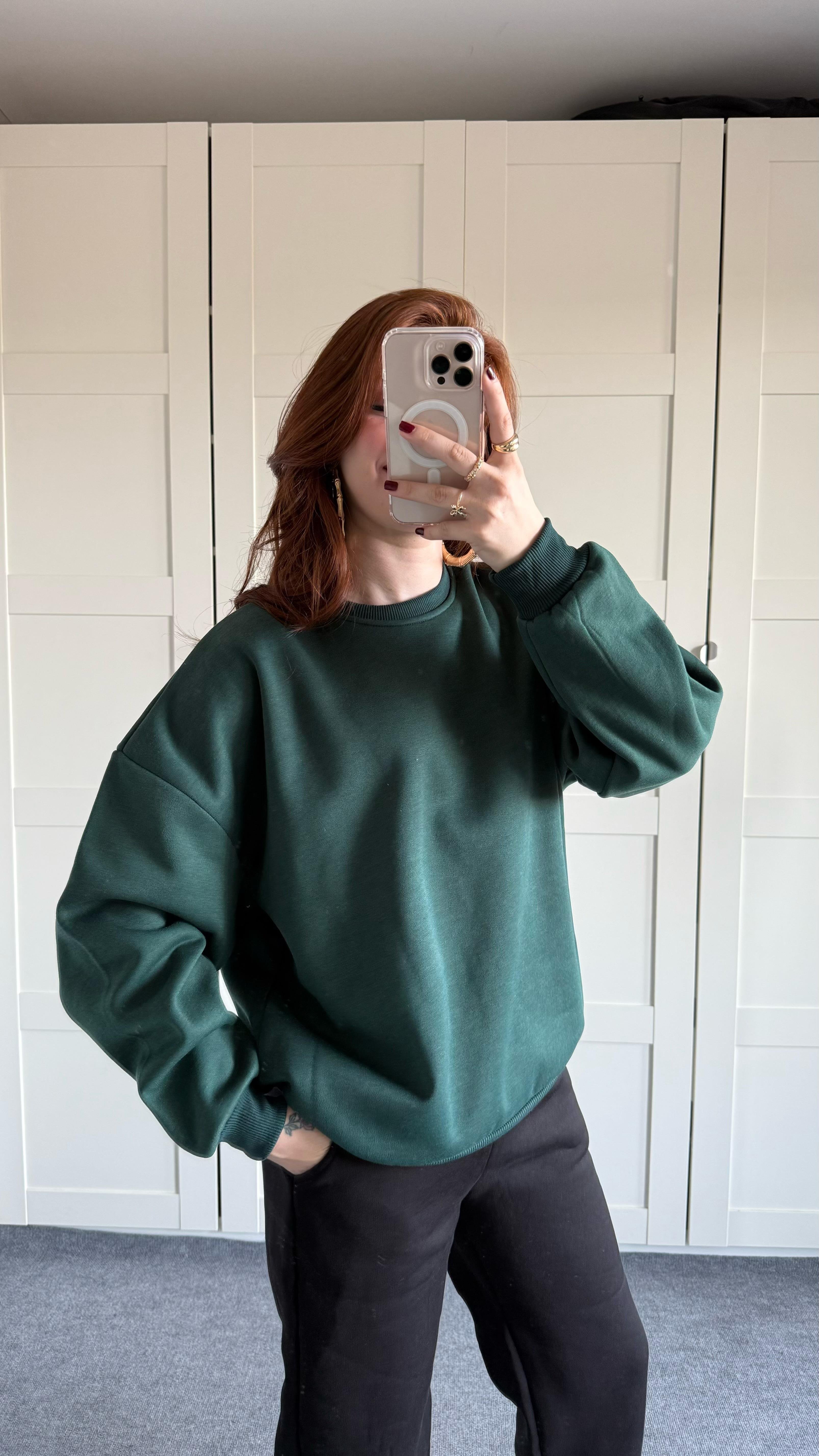 Basıc Oversize Sweat Yeşil