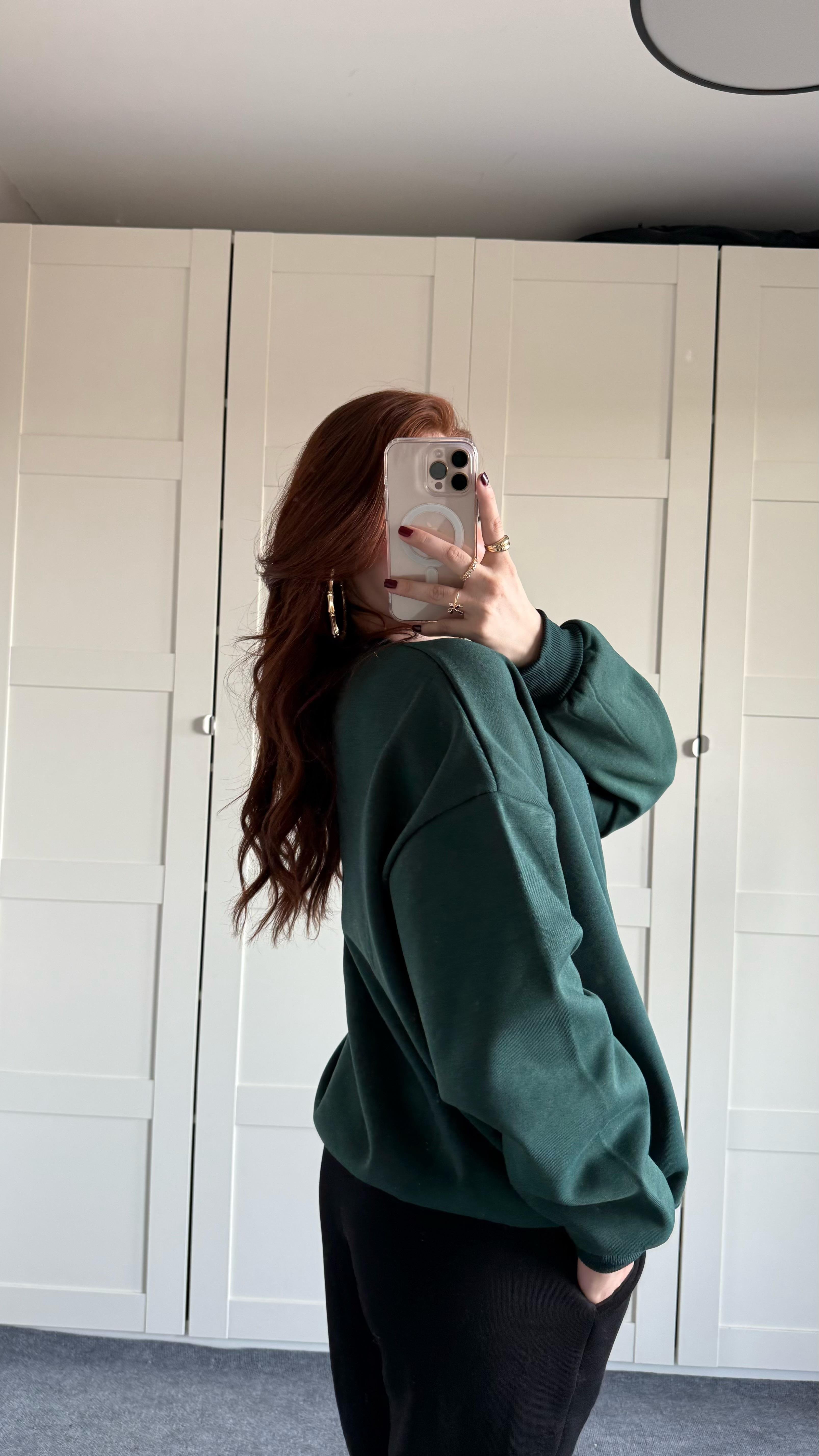 Basıc Oversize Sweat Yeşil