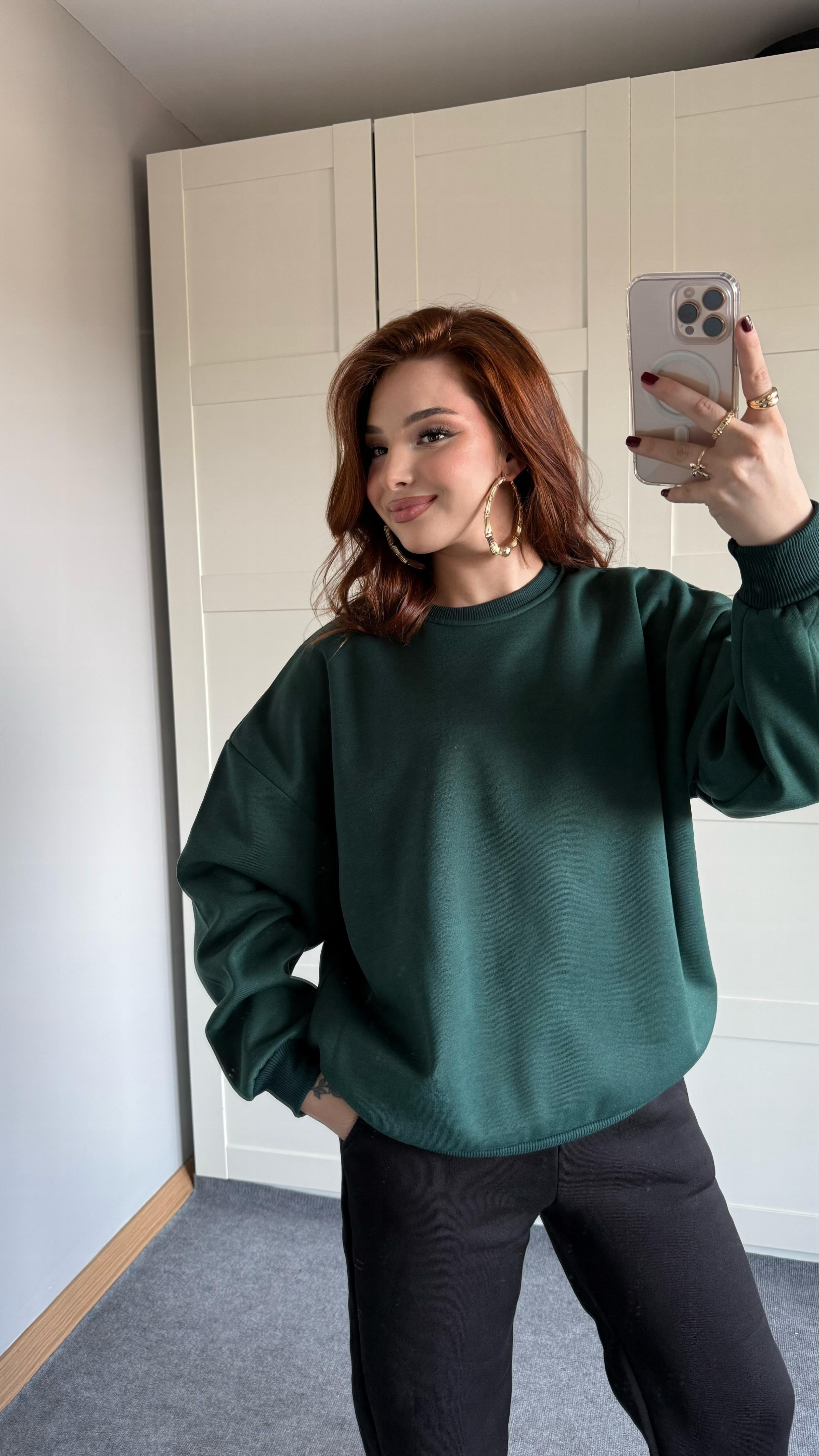 Basıc Oversize Sweat Yeşil