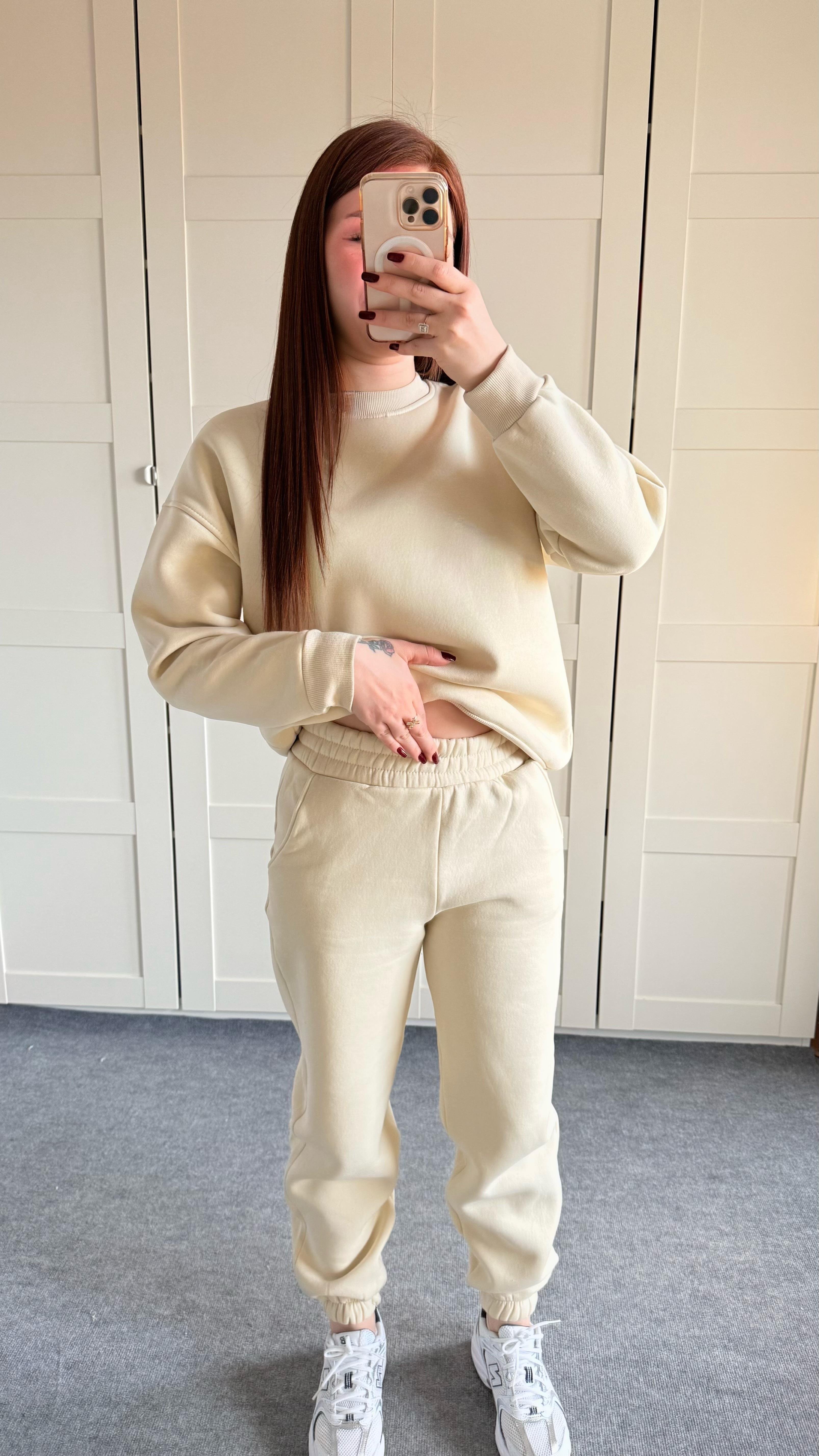 Basıc Sweat Eşofman Takımı Bej