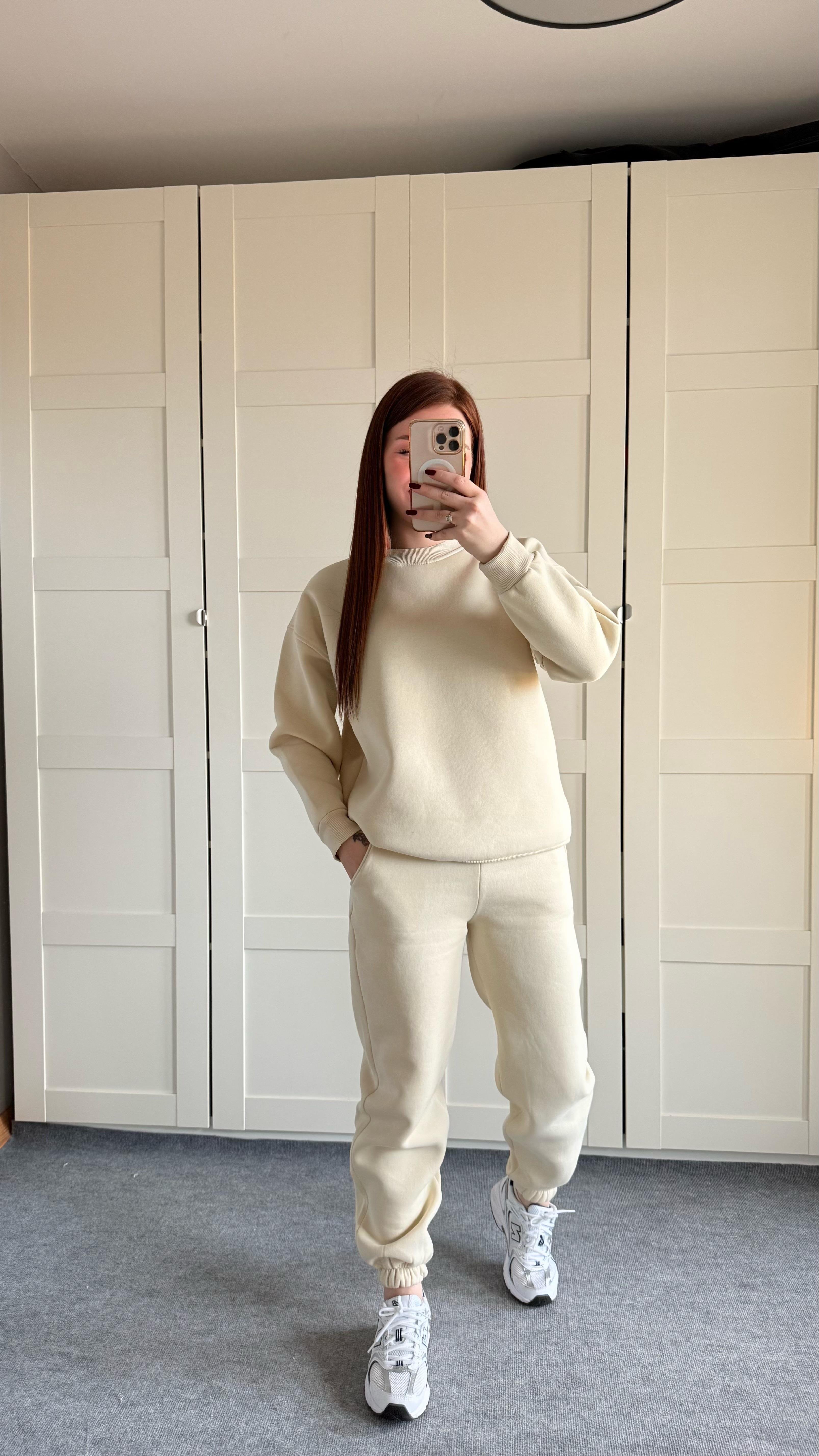 Basıc Sweat Eşofman Takımı Bej