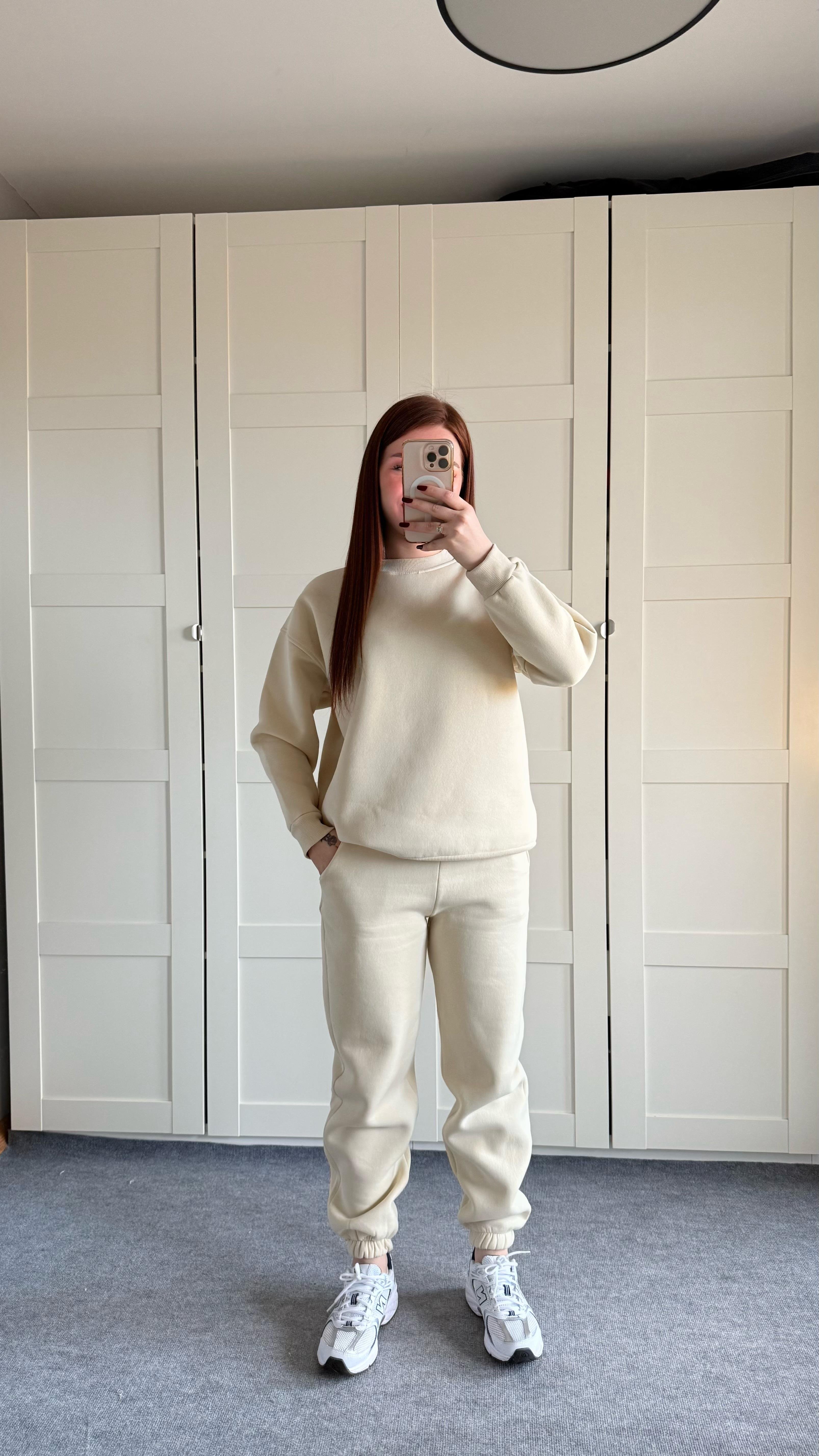 Basıc Sweat Eşofman Takımı Bej