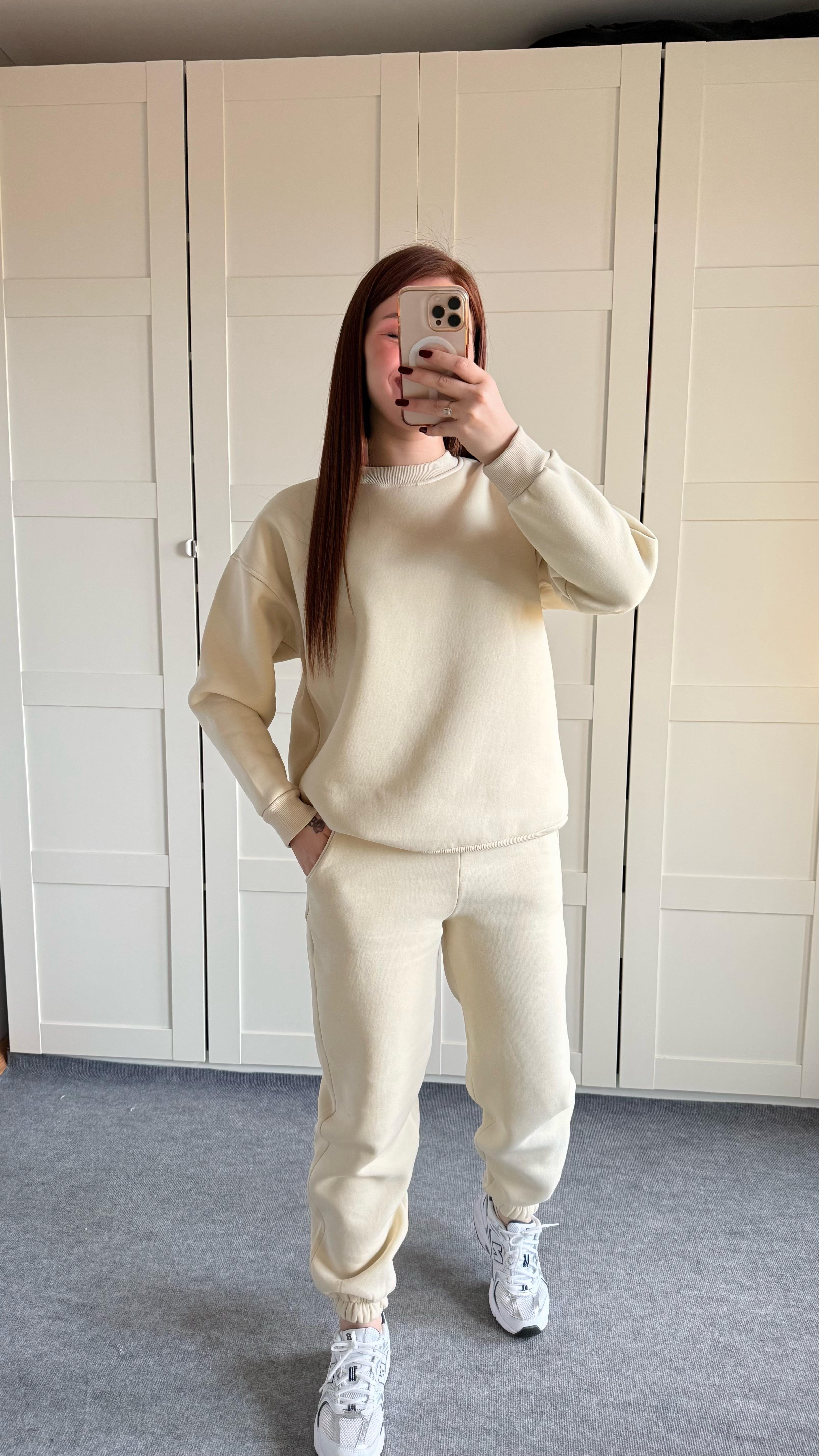 Basıc Sweat Eşofman Takımı Bej