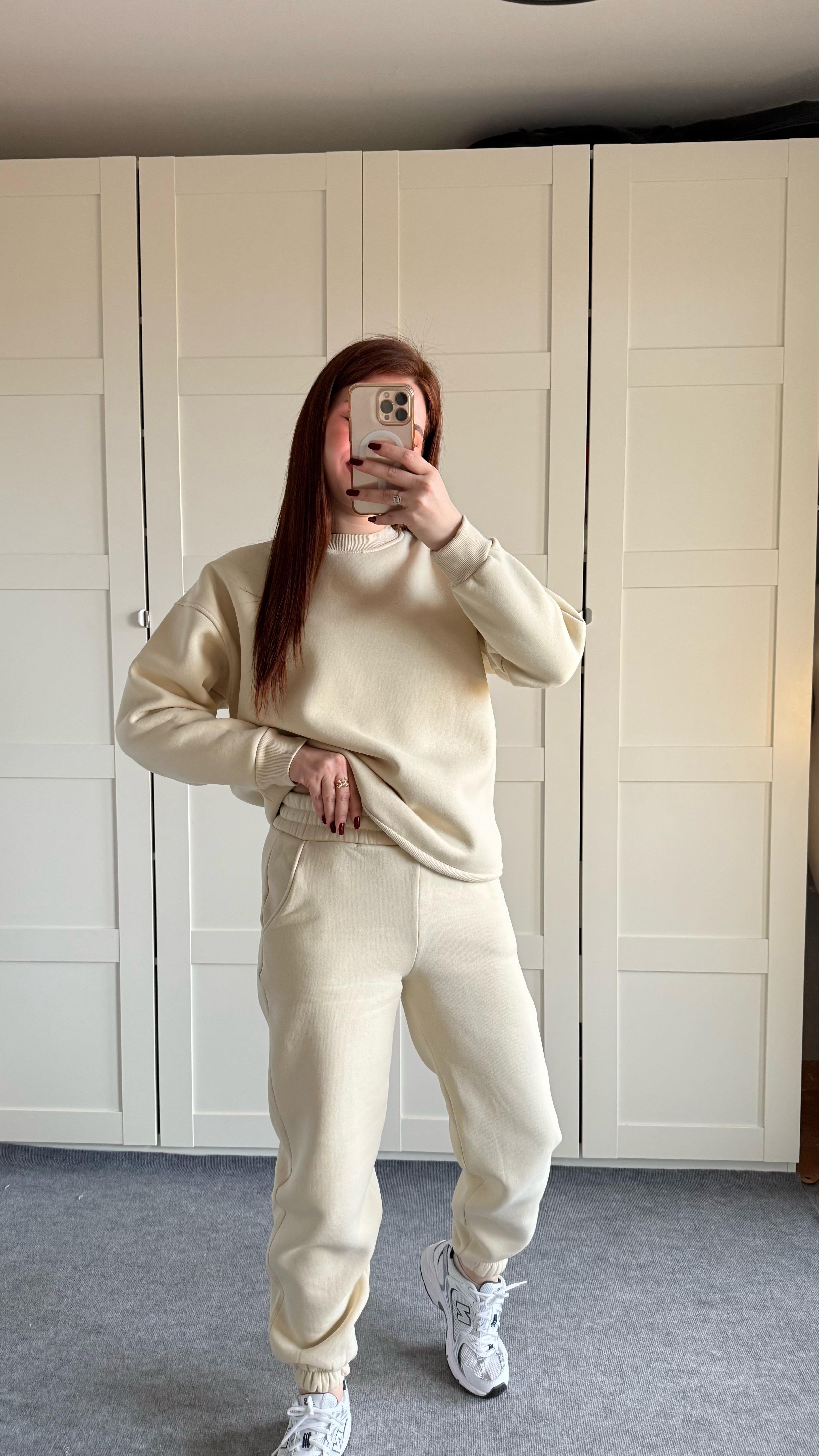 Basıc Sweat Eşofman Takımı Bej