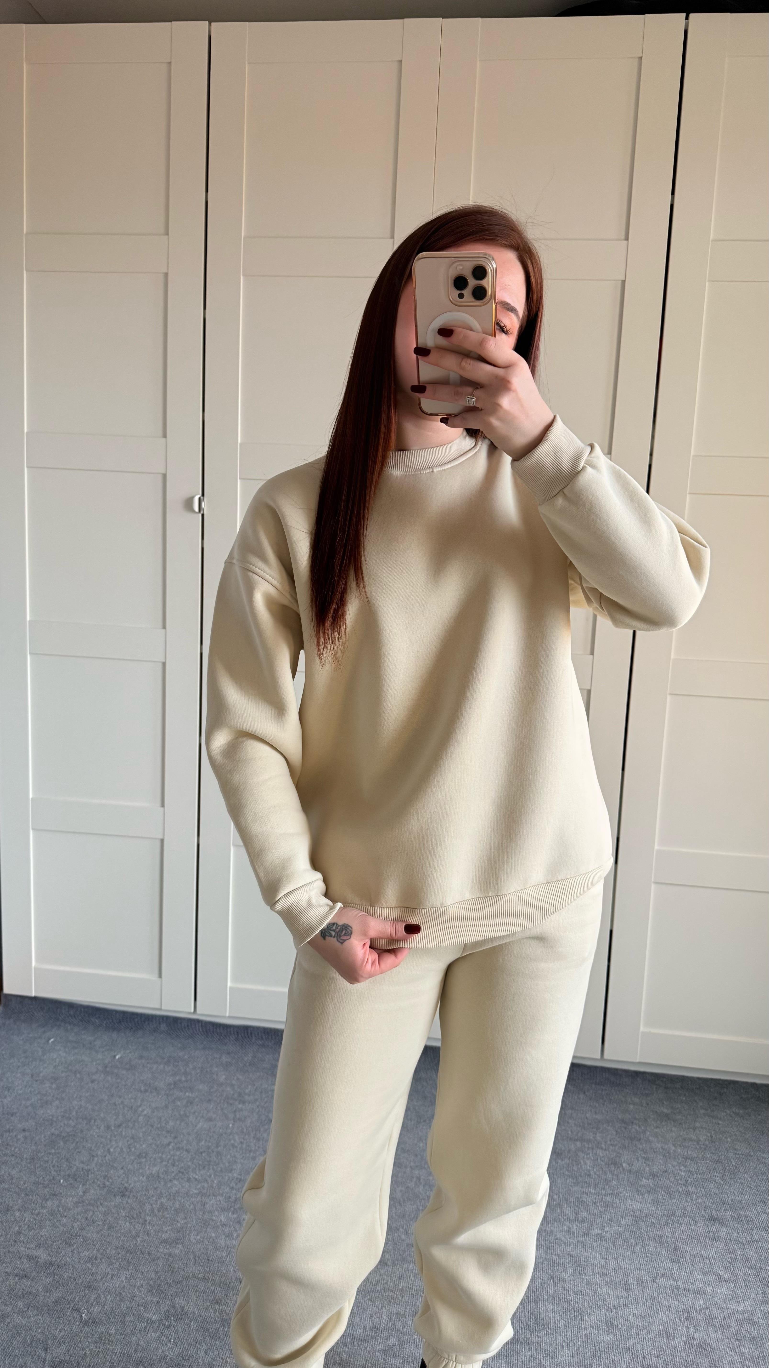 Basıc Sweat Eşofman Takımı Bej