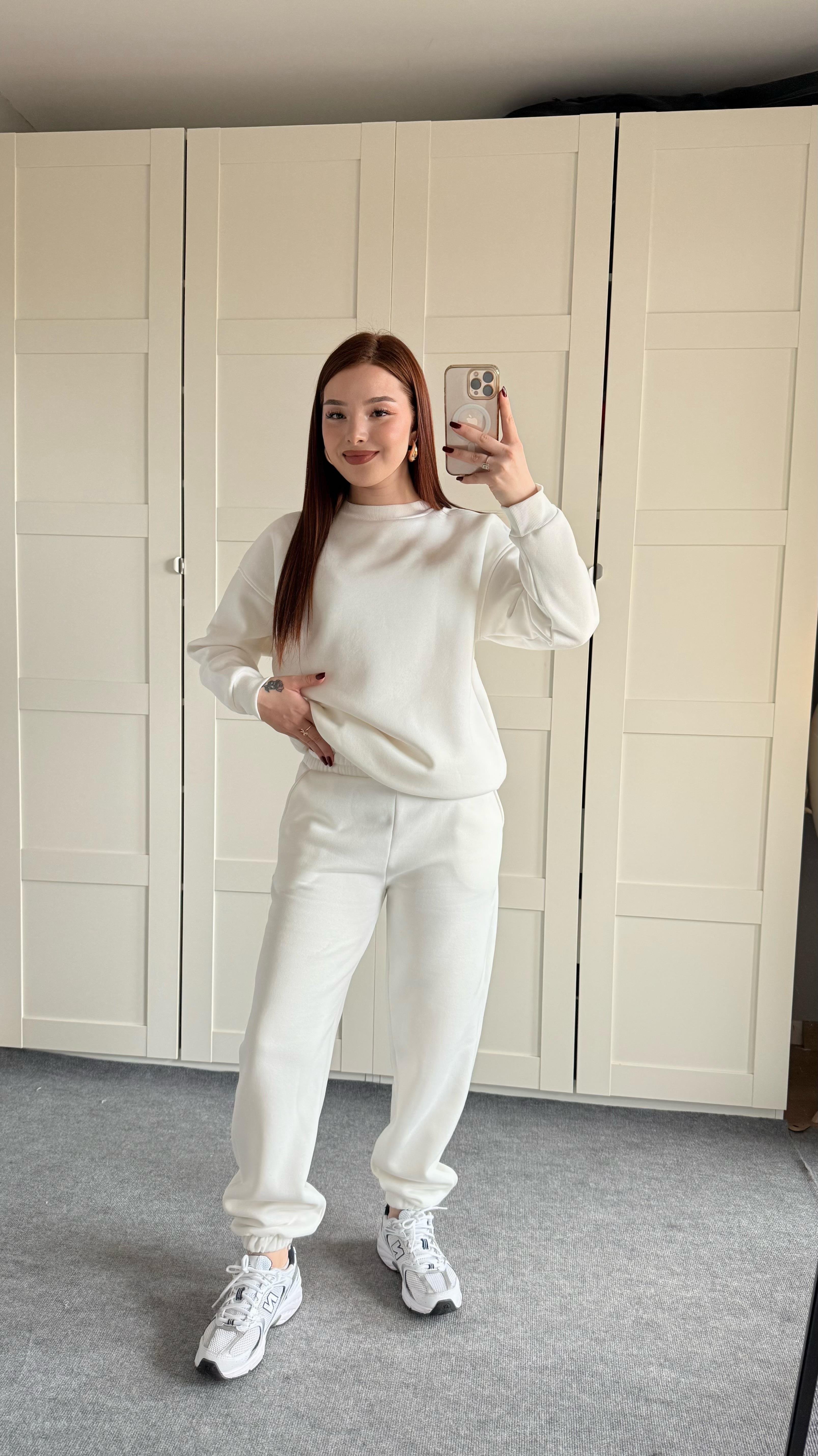 Basıc Sweat Eşofman Takımı Beyaz